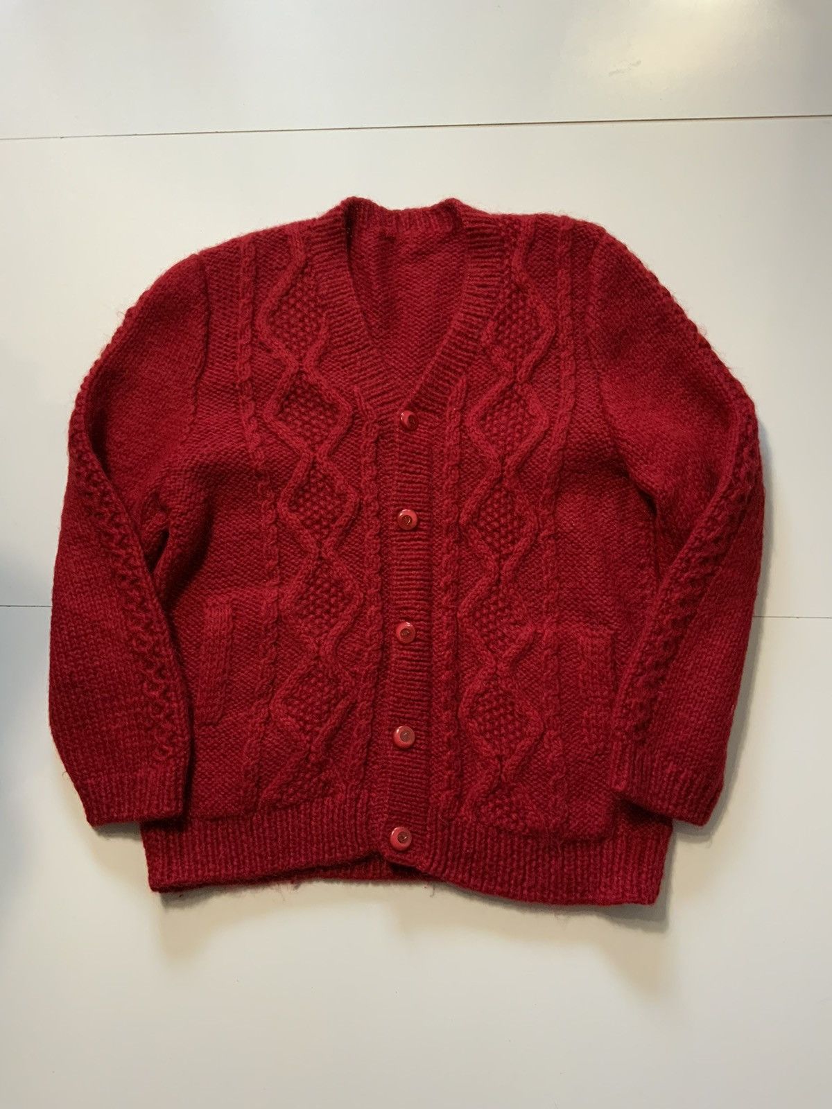 Vintage Vintage Fisherman Cableknit Fish Button Cardigan Sweater Size US L / EU 52-54 / 3 - 1 Thumbnail