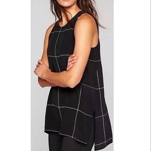 Athleta Silk Side Slit Cya Tank Plaid Size XS / US 0-2 / IT 36-38 - 1 Thumbnail