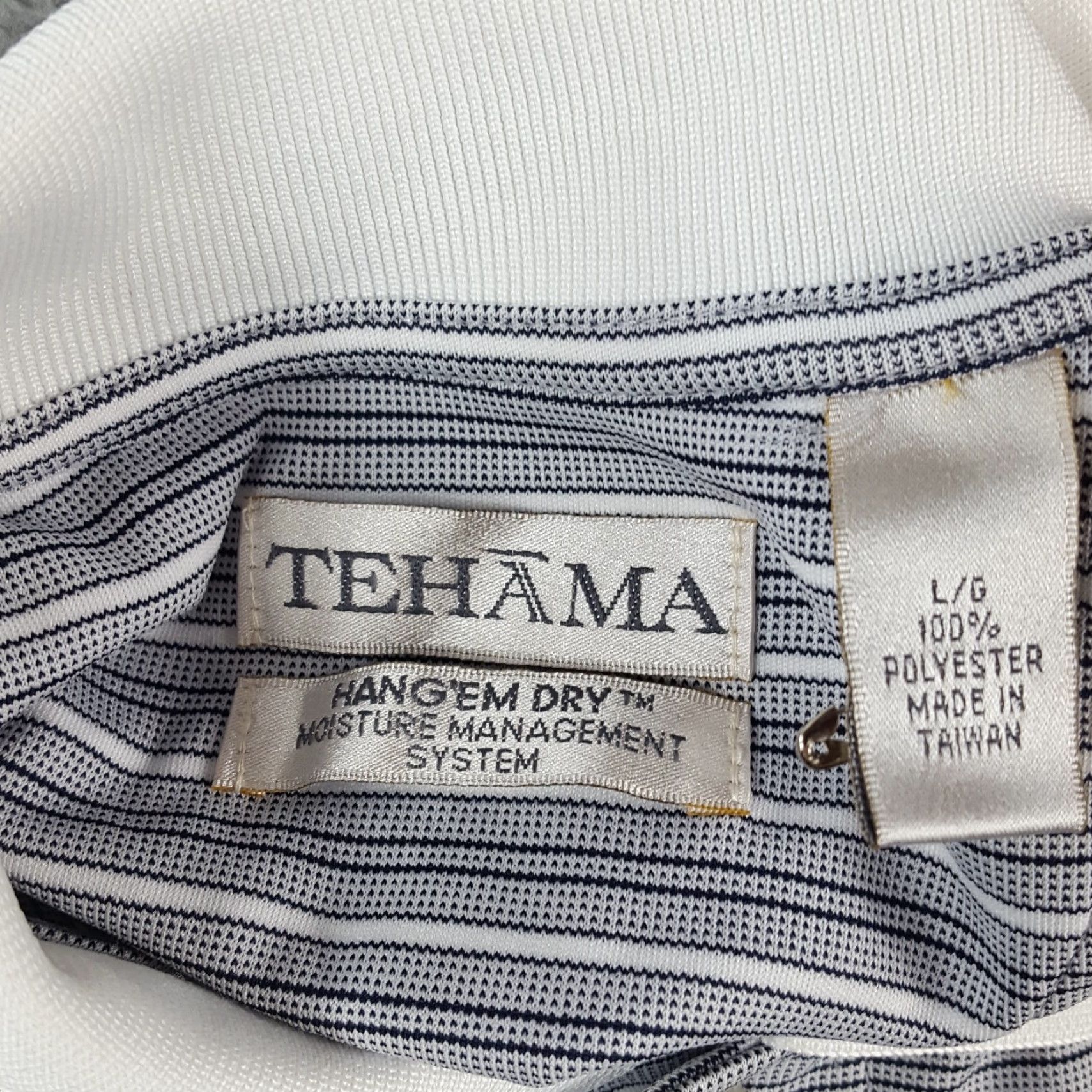 Vintage VINTAGE Tehama Breathable Striped Polo Shirt Men's L Gray Cotton Button Collared Polo Golf Shirt Size US L / EU 52-54 / 3 - 7 Thumbnail