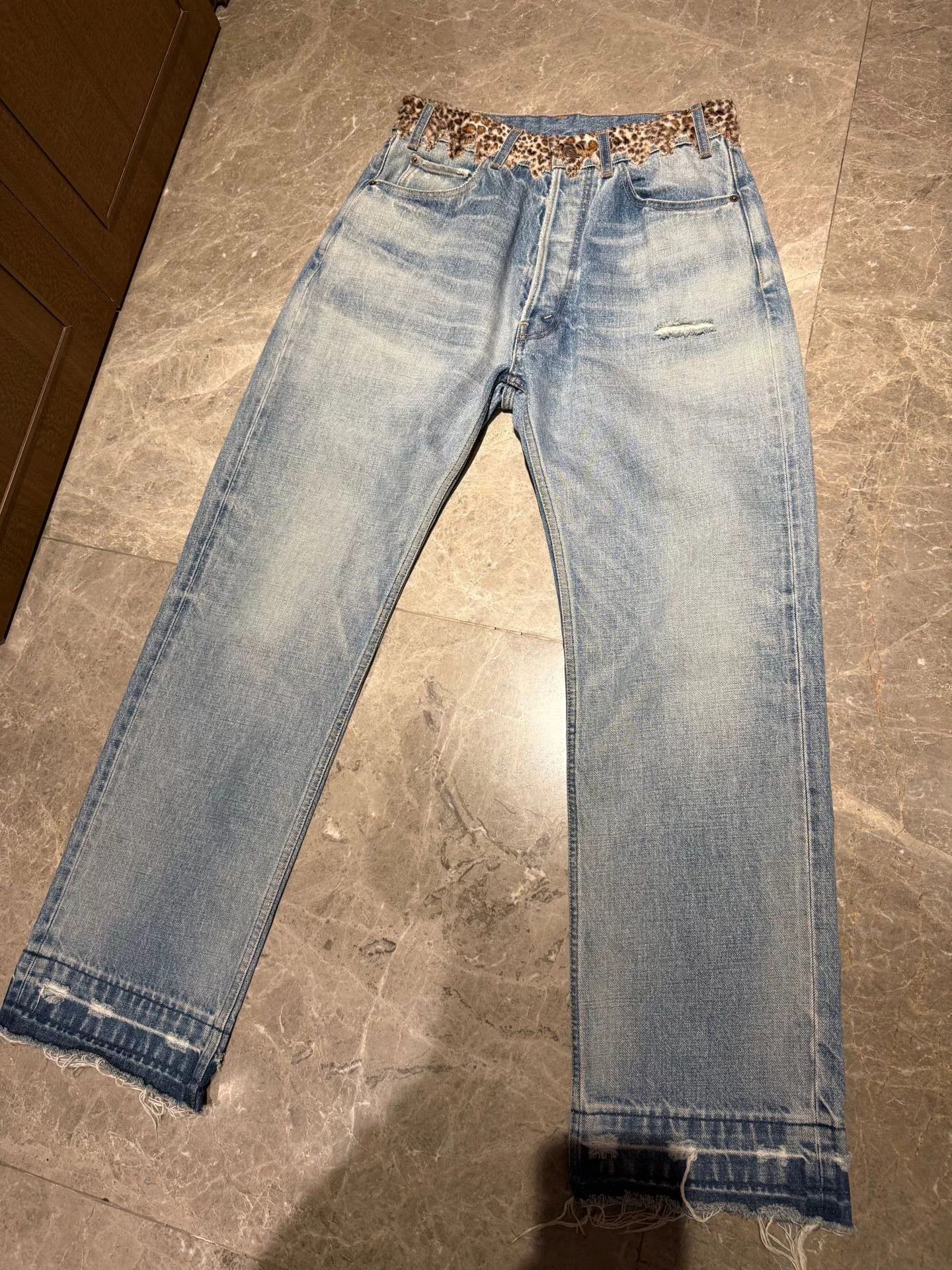 Celine Celine Leopard Print Paneled Washed Blue Jeans Size 28" / US 6 / IT 42 - 1 Thumbnail