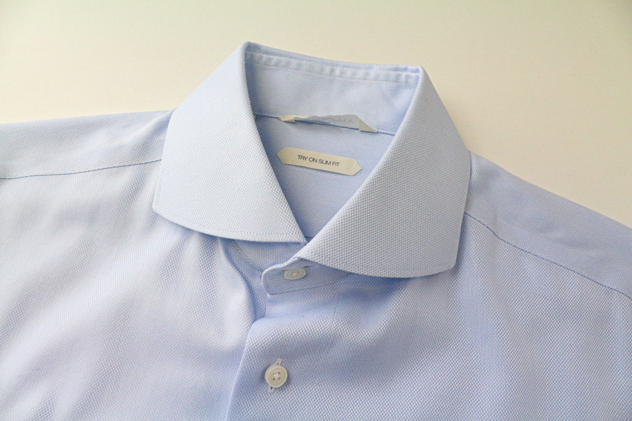 Suitsupply 39L/15 1/2L Slim Blue Cotton Cutaway Shirt 77031 Size 38R - 3 Thumbnail