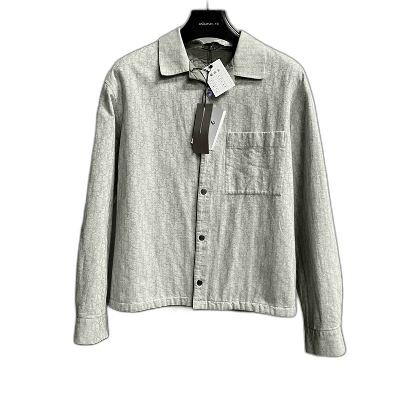 Dior Dior Gray Long Sleeve Printed Shirt by Dior-2507 Size US L / EU 52-54 / 3 - 1 Thumbnail