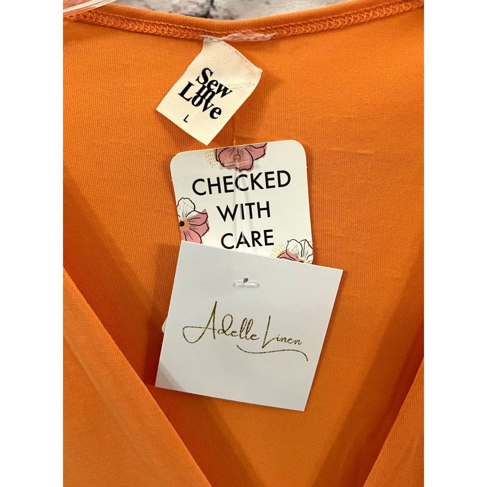 Vintage SEW IN LOVE Womens Top Size Large Orange V-Neck Short Sleeve Pullover T-Shirt Casual Lightweight Spandex Rayon Size L / US 10 / IT 46 - 3 Thumbnail