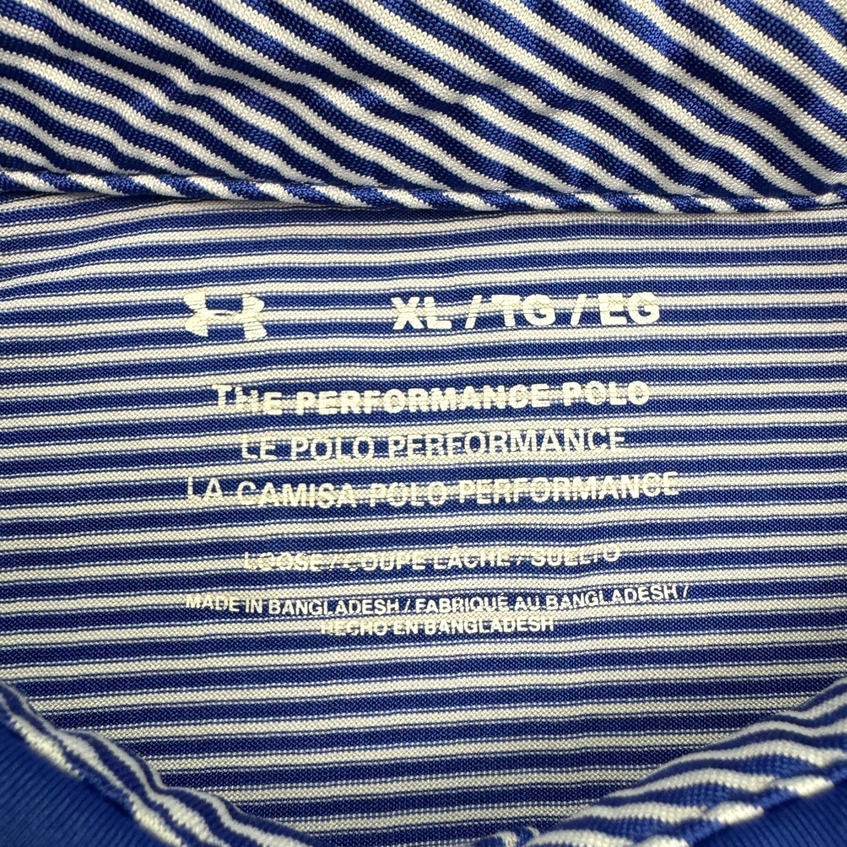 Under Armour Under Armour Shirt Polo The Performance Mens XL Blue Striped Loose Fit Golf Prep Size US XL / EU 56 / 4 - 6 Thumbnail
