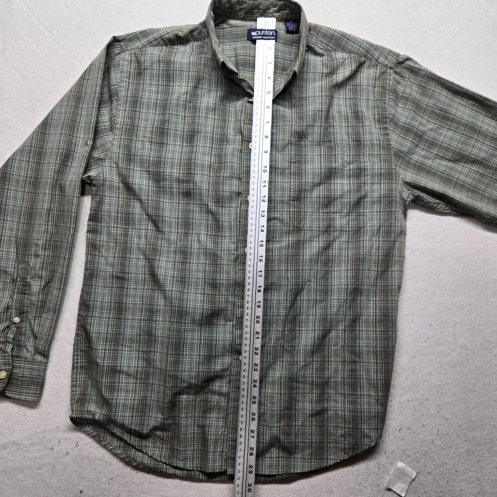 Vintage Puritan Green Plaid Long Sleeve Button Up Shirt Adult Men's M Medium Shirt Size US M / EU 48-50 / 2 - 6 Thumbnail