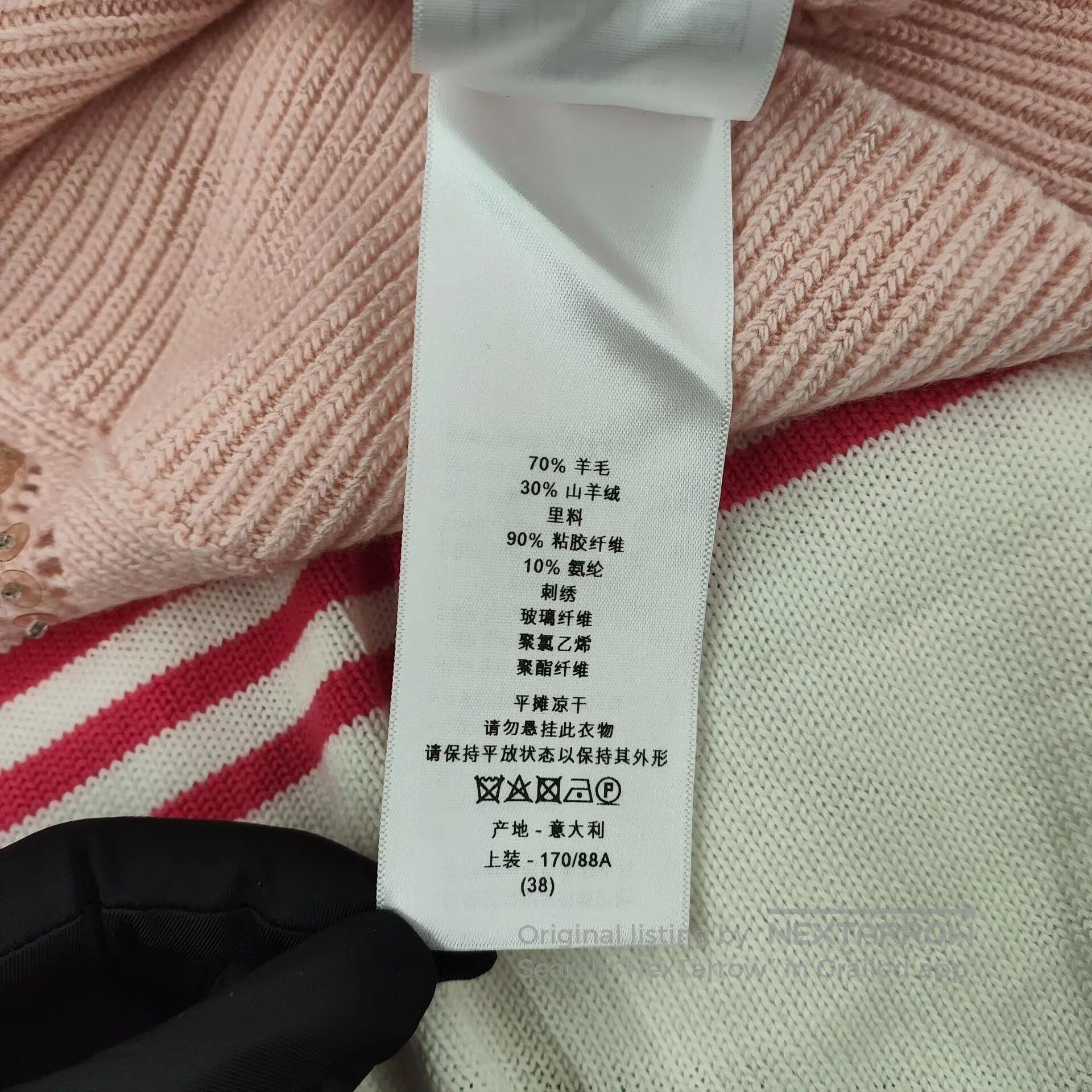 Dior Dior Pink Sequined Heavy Wool Openwork Knit Long Sleeve To Size XS / US 0-2 / IT 36-38 - 6 Thumbnail