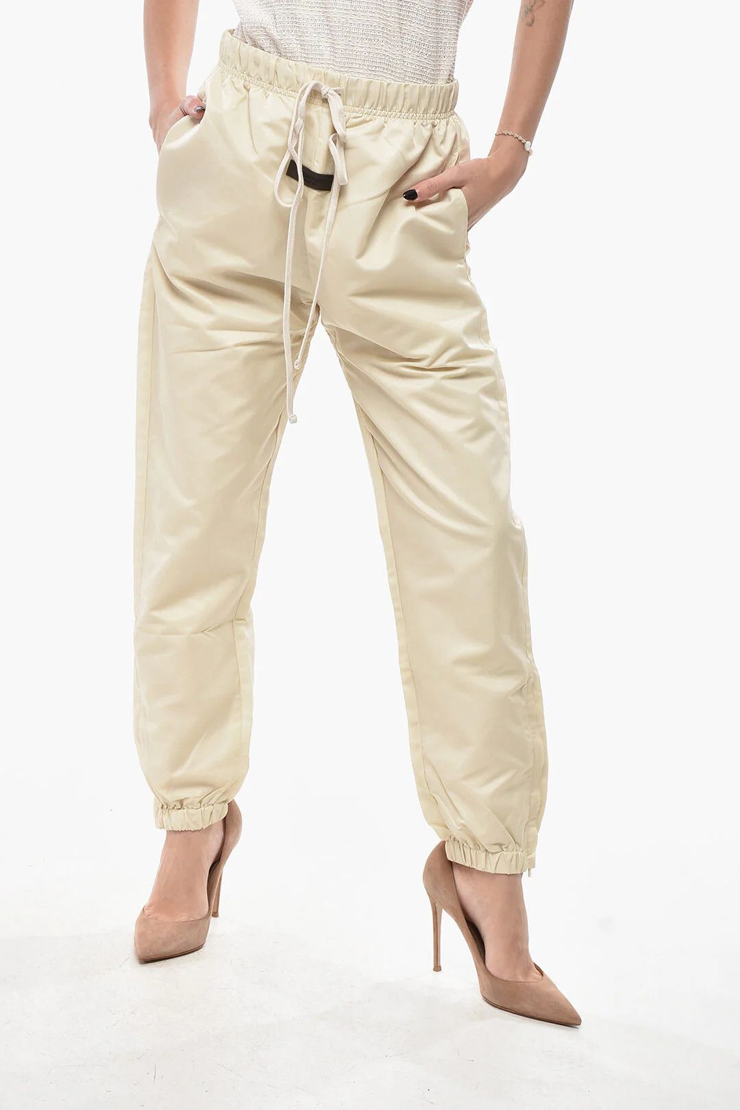 Fear of God og1mm0326 Nylon Joggers in Beige Size 28" / US 6 / IT 42 - 1 Thumbnail