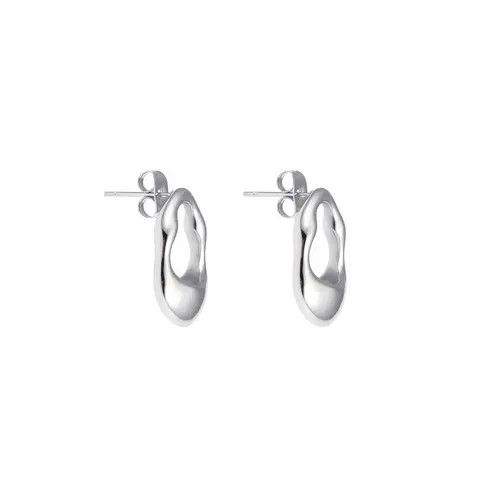 Jewelry Liquid Metal Earrings – Mirror Silver, Easy-Pull Fit Size ONE SIZE - 5 Thumbnail