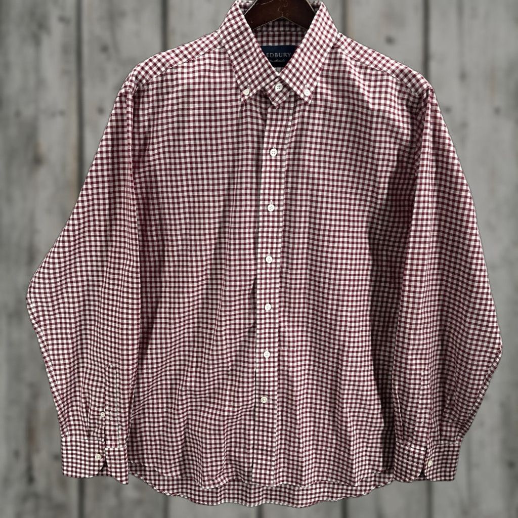 Vintage Ledbury Shirt Mens 17 43 Gingham Casual Preppy Cotton Button Front Picnic Preppy Shirt Mens Red Cotton Button-Up Long Sleeve Collared Button-Down Size US XL / EU 56 / 4 - 1 Thumbnail