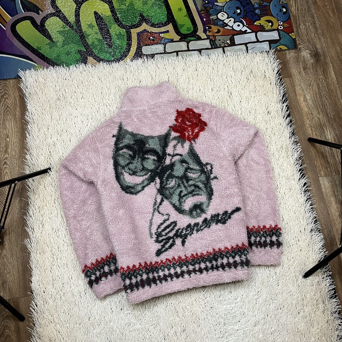 Supreme Rare Supreme Drama Mask Fleece Jacket Mens Pink LS Full Zip Size US L / EU 52-54 / 3 - 2 Thumbnail