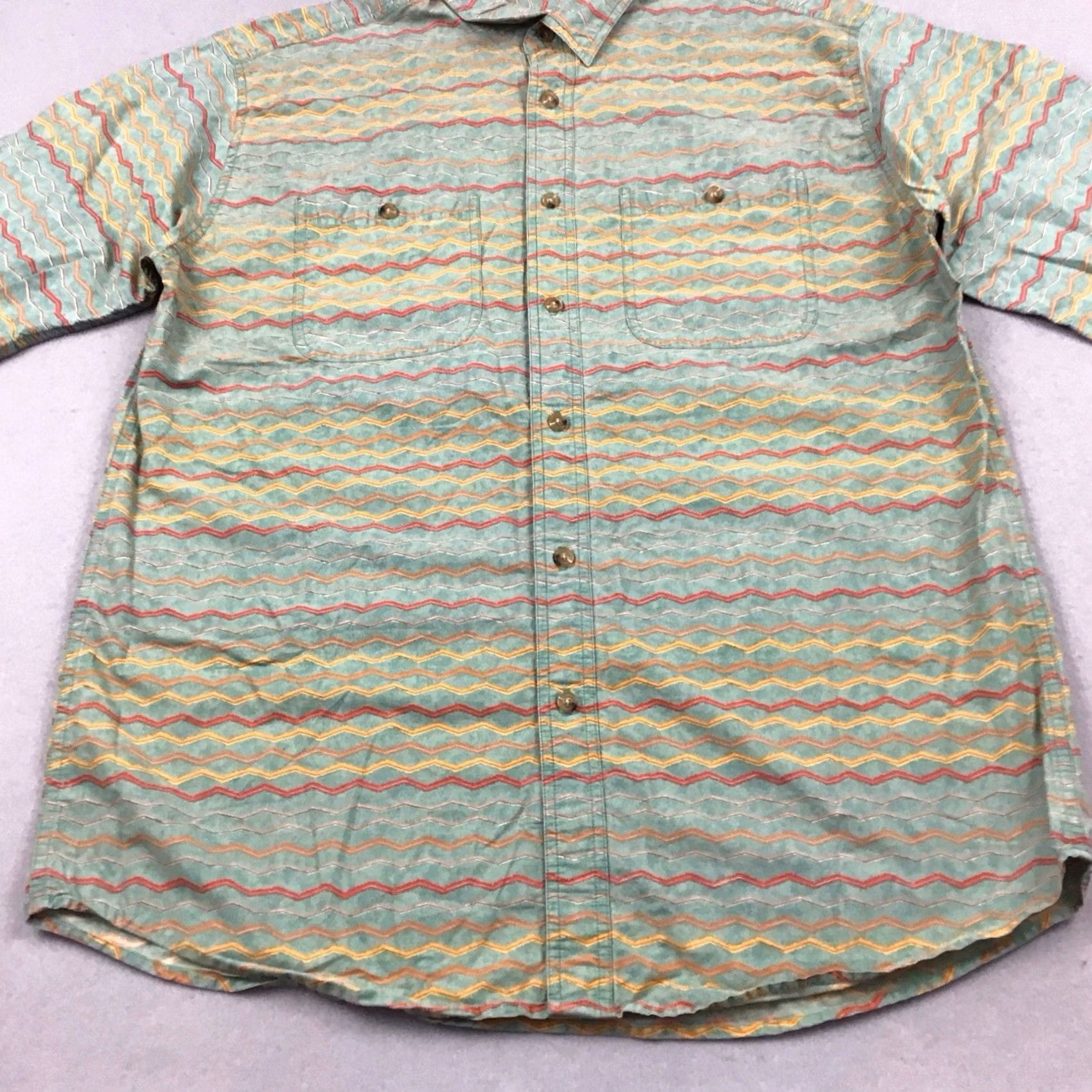 Orvis Orvis Shirt Men Green Large Geometric Aztec Button Up Short Sleeve Pockets L Size US L / EU 52-54 / 3 - 3 Thumbnail