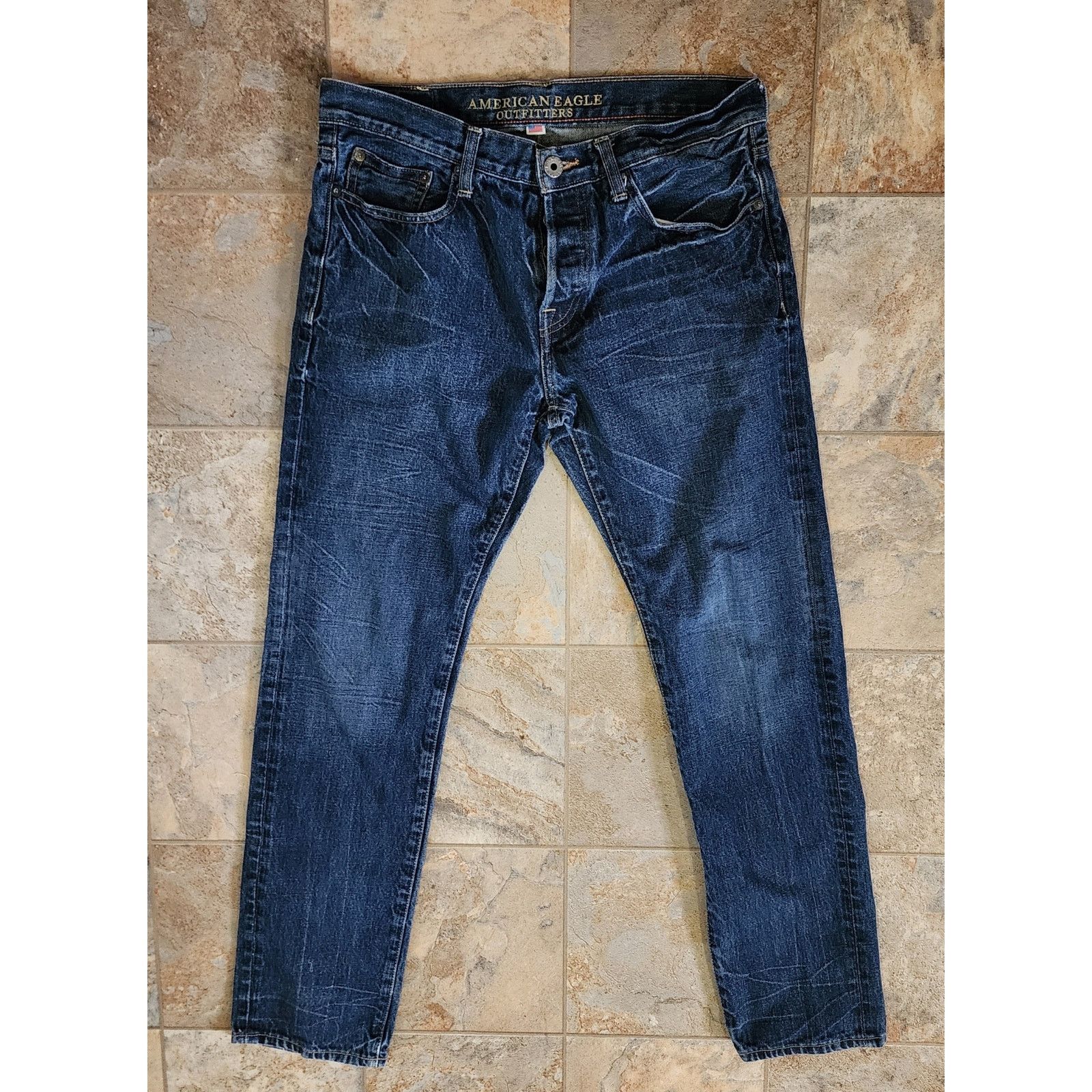 American Eagle Outfitters American Eagle AirFlex+ Slim Straight Blue Jeans 32X34 Size US 32 / EU 48 - 1 Thumbnail