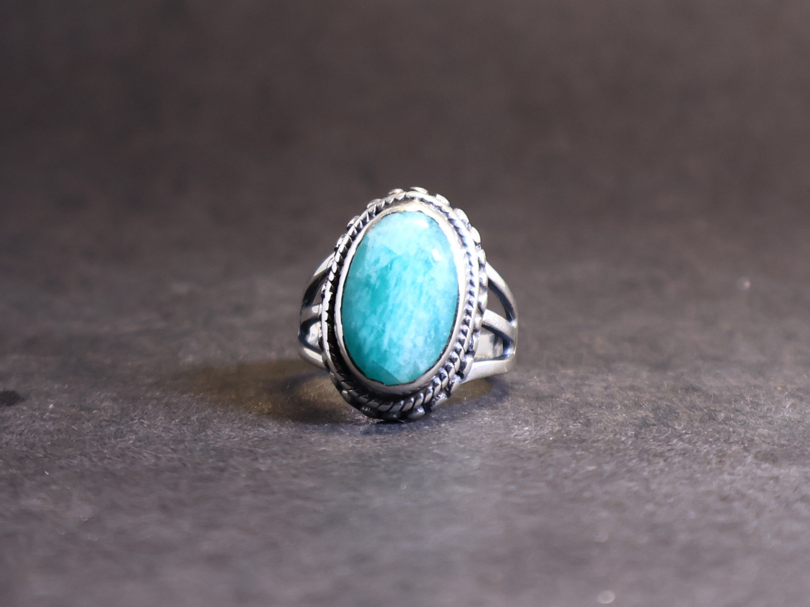 Handmade Amazonite Ring, 925 Sterling Silver Handmade Women Ring Size ONE SIZE - 1 Thumbnail