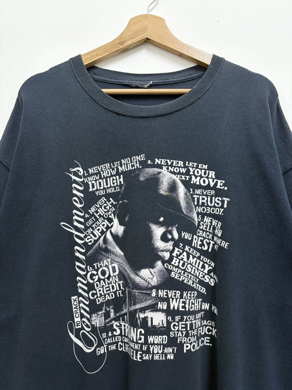 Rap Tees × Vintage 2000's Notorious Biggie Smalls - 10 Commandments T-Shirt Size US XL / EU 56 / 4 - 3 Thumbnail
