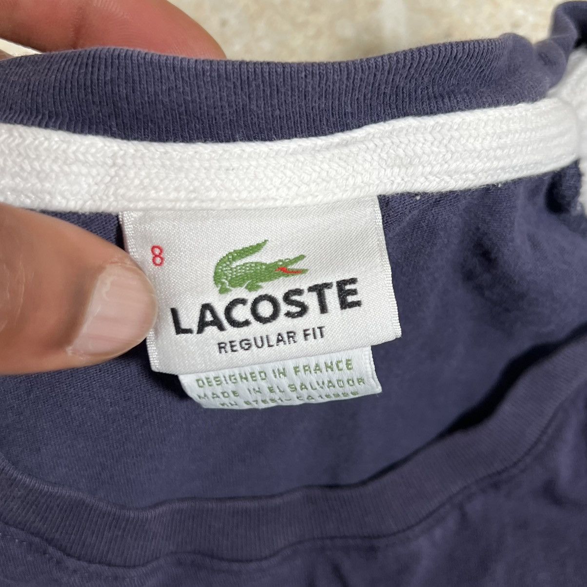 Lacoste Lacoste Mens Blue White Cotton Short Sleeve T-Shirt XL Size US XL / EU 56 / 4 - 3 Thumbnail