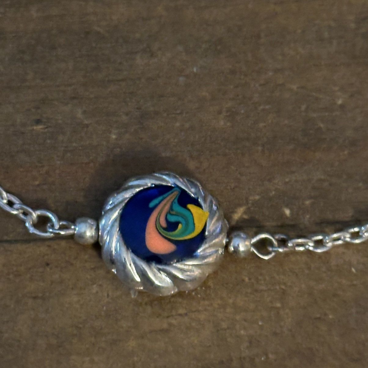 Vintage Vintage silver tone painted swirl link anklet Size ONE SIZE - 2 Thumbnail