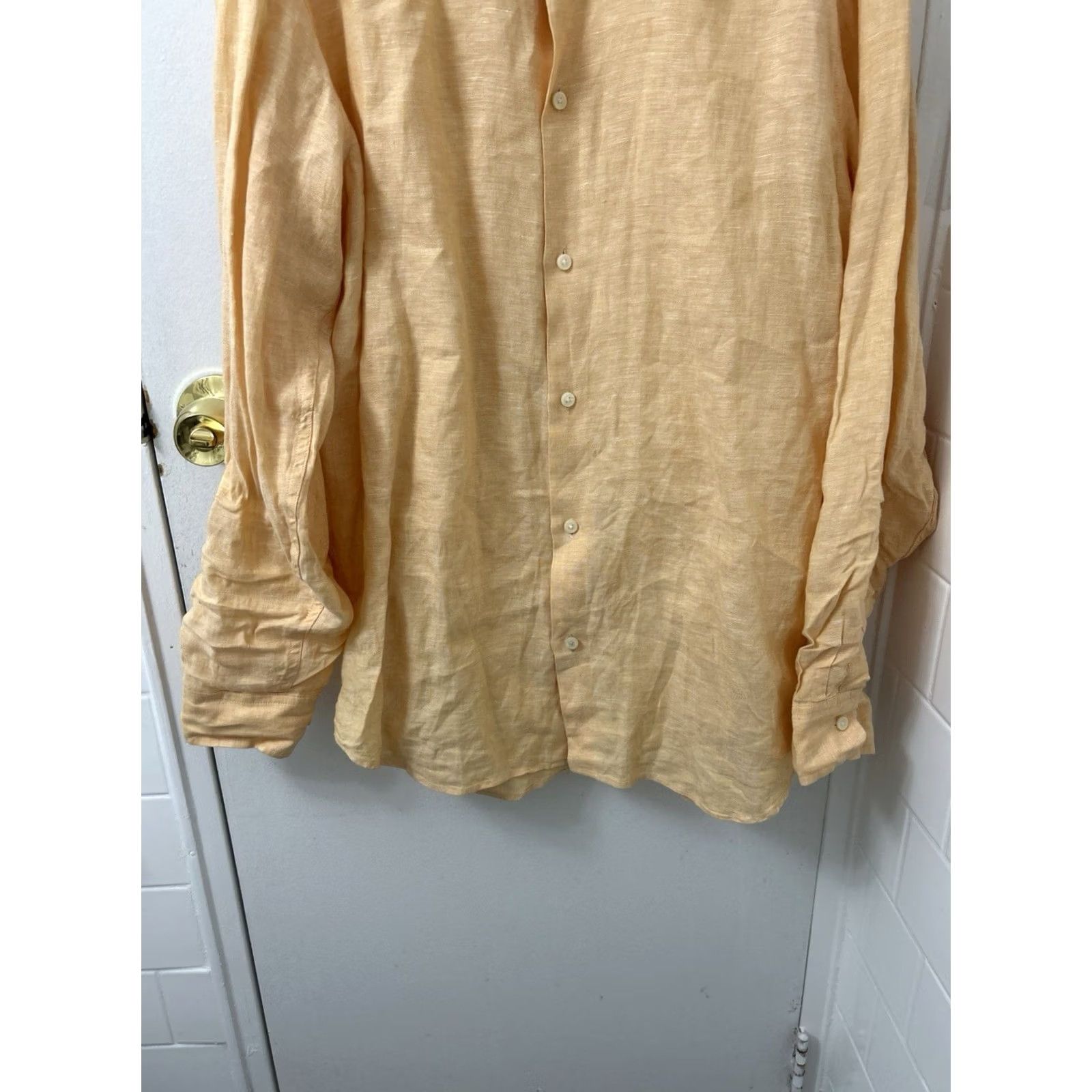 Banana Republic Banana Republic Shirt Mens L Orange Button-Down L/S 2010 Organic Linen Hemp Cotton Blend Button-Up Casual Everyday 32" Long Sleeve Size US L / EU 52-54 / 3 - 3 Thumbnail