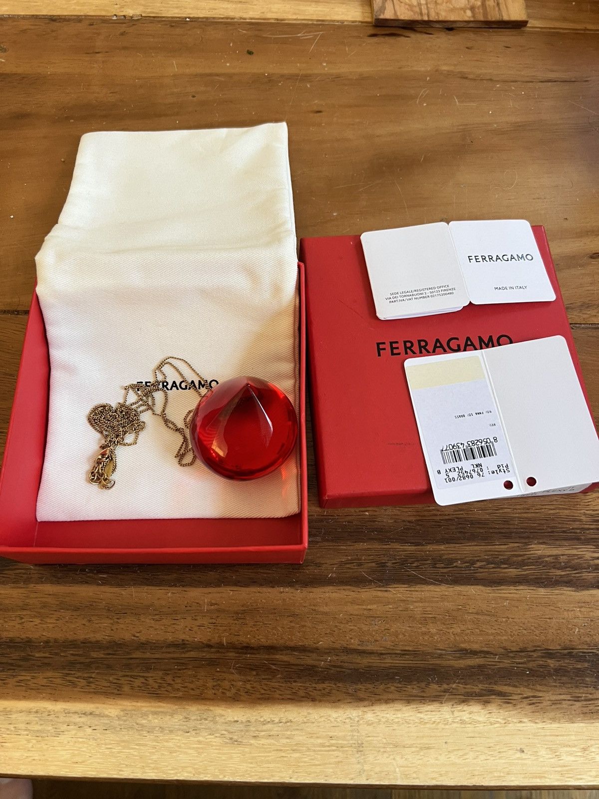 Salvatore Ferragamo Ferragamo Sculptural Pendant Necklace Red Gold Plated Chain Size ONE SIZE - 10 Thumbnail