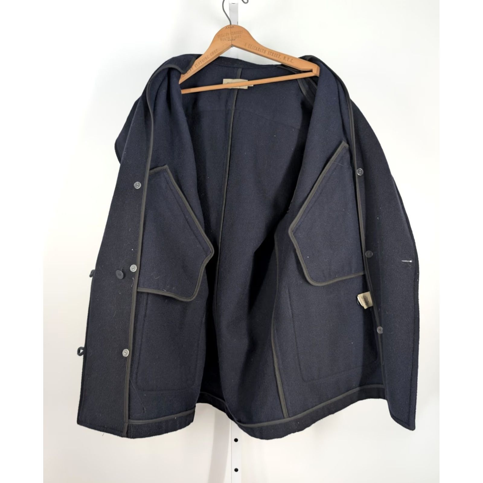 Calvin Klein VINTAGE Calvin Klein Collection Pea Coat 90s Y2K Wide Body Navy Blue M USA Wool Long Coat Womens CK 90s NYC USA Made Riri Zipper Oversized Size M / US 6-8 / IT 42-44 - 5 Thumbnail