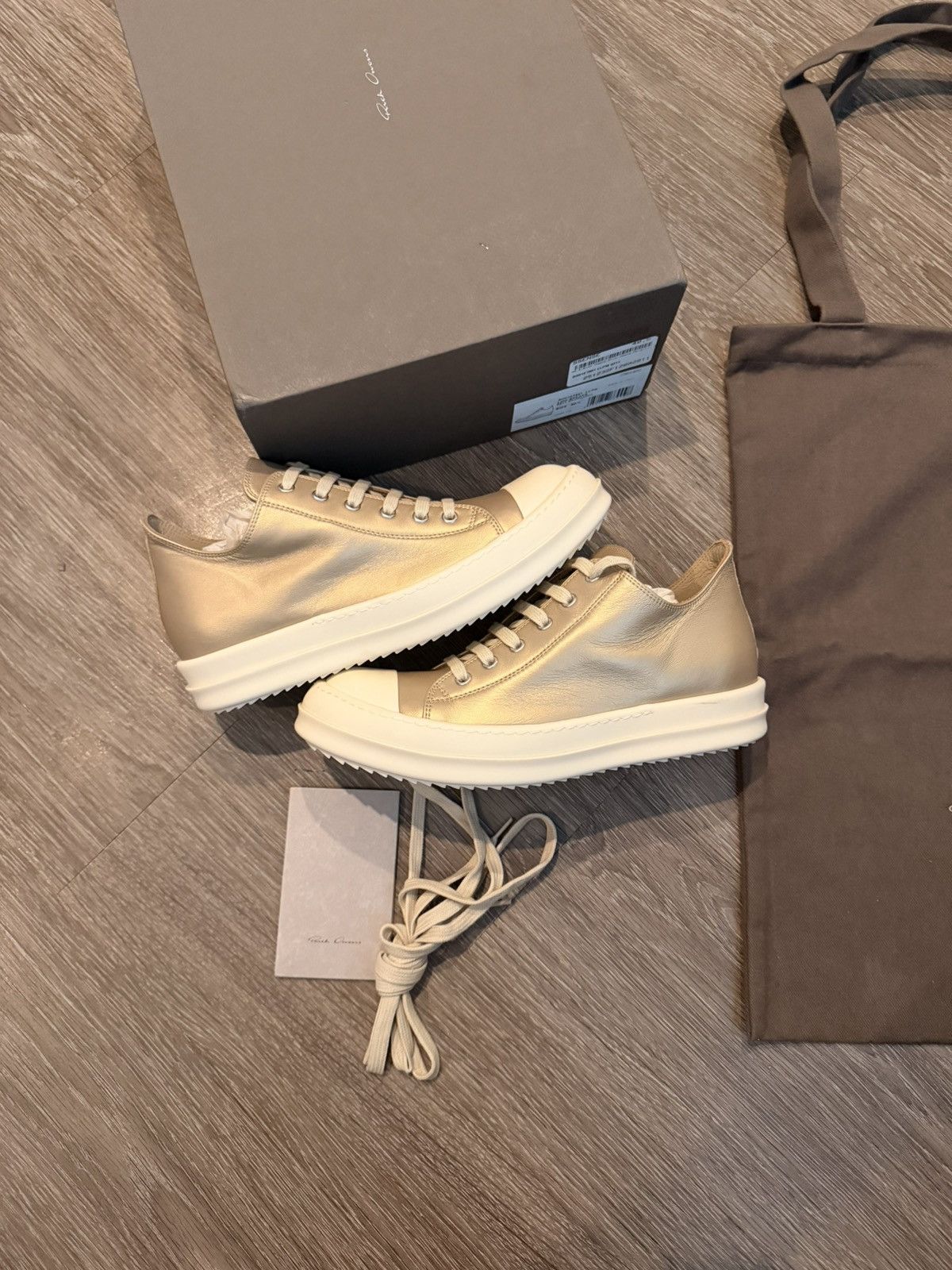 Rick Owens Rick Owens Metallic Gold Ramones Low Size 40.5 Brand New Size US 7.5 / EU 40-41 - 1 Thumbnail