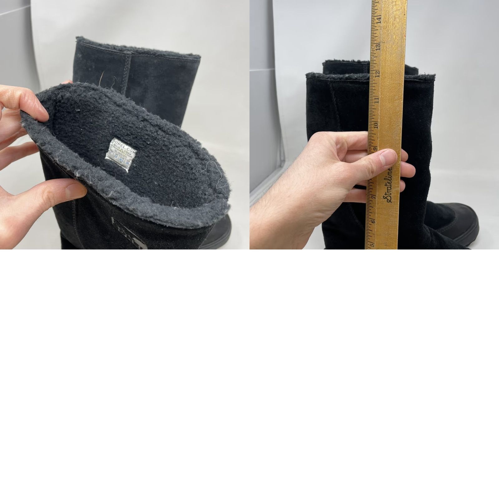 SOREL Sorel MacKenzie NL1609-010 Boots Women Black Suede Fuzzy Lined Winter Mid-Calf Pull On 7 Ladies Size US 6 / IT 36 - 8 Thumbnail