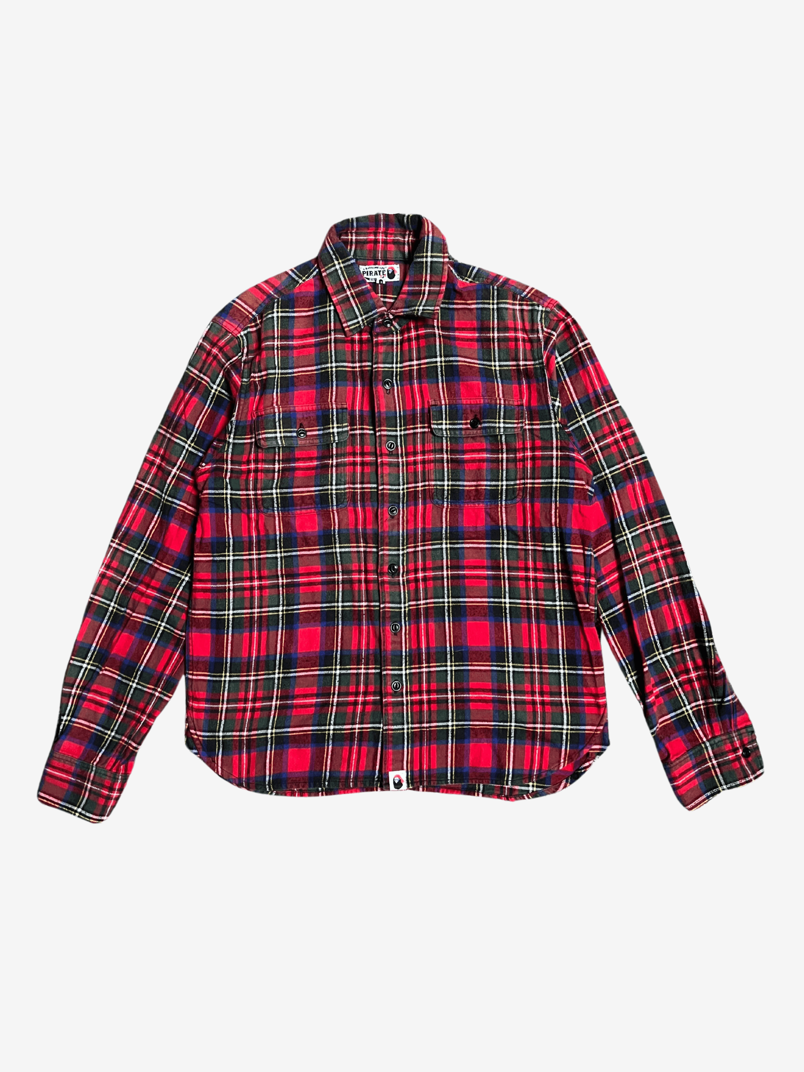 Bape A Bathing Ape Red Plaid Pirate Button Up Long Sleeve Shirt Size US M / EU 48-50 / 2 - 1 Thumbnail