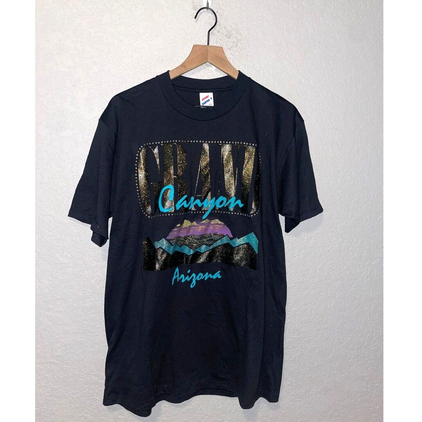 Jerzees Vintage Grand Canyon Arizona Shirt Retro Glam Black Tee 90s Size US L / EU 52-54 / 3 - 1 Thumbnail