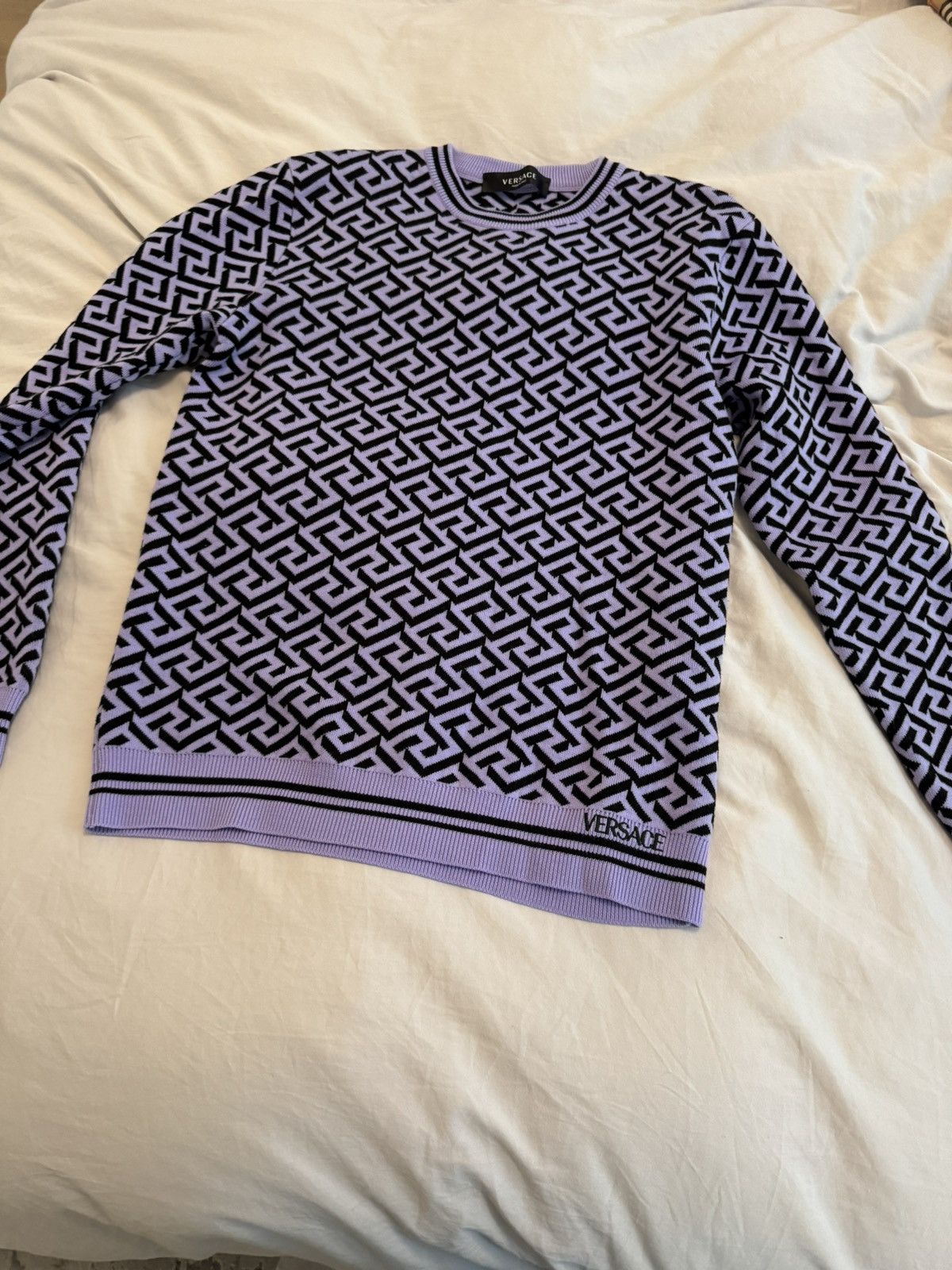 image of Versace Greca Purple Sweater, Men's (Size Small)