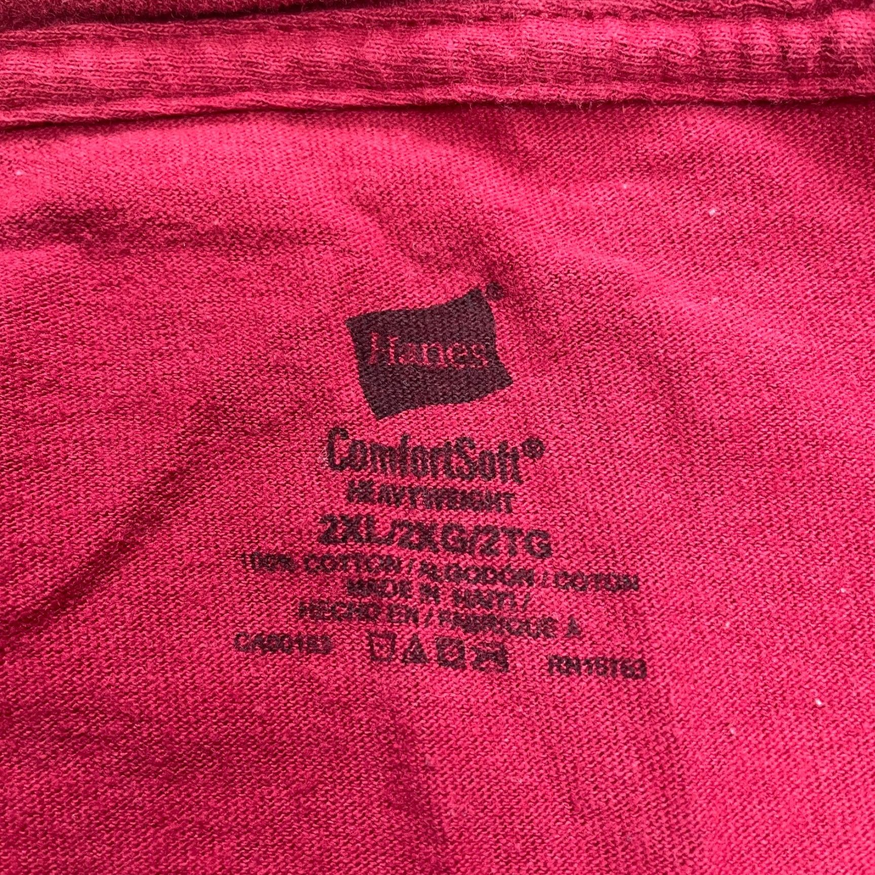 Hanes Hanes Comfortsoft Shirt Mens 2XL Red Cotton Pocket Crew Neck Short Sleeve Top Size US XXL / EU 58 / 5 - 7 Thumbnail