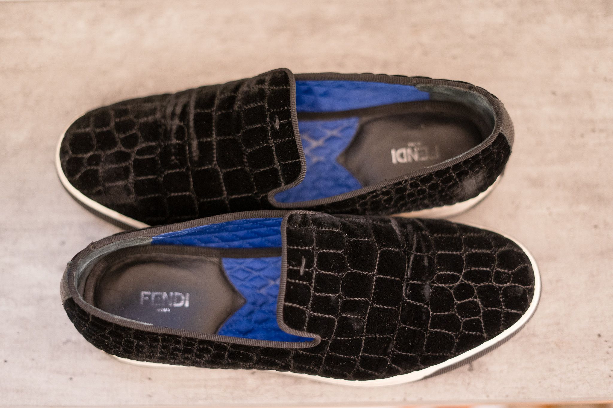 Fendi Fendi Black Velvet Slip-on Sneakers Size US 9 / EU 42 - 2 Thumbnail