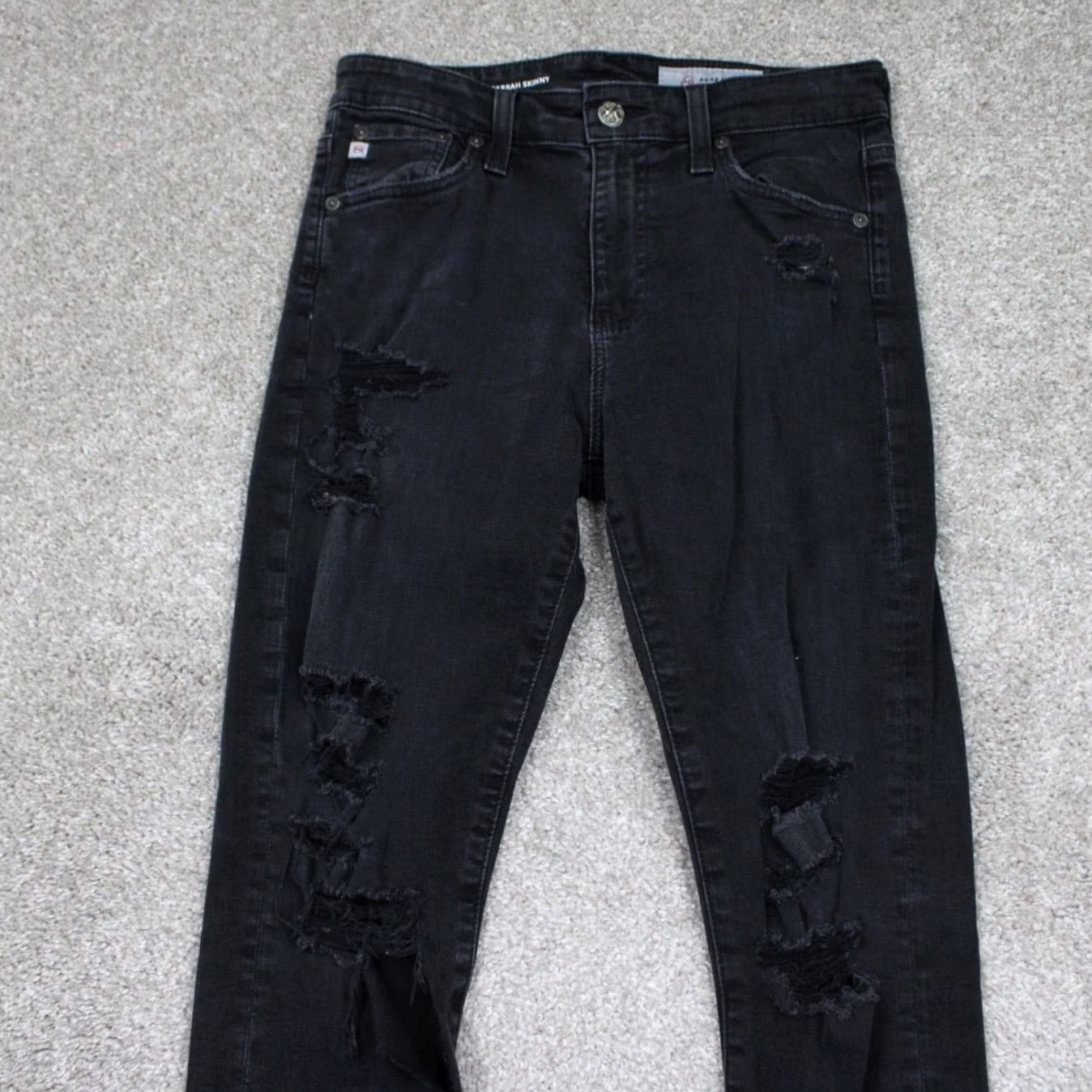 Vintage AG Adriano Goldschmied Jeans Womens Skinny Black Farrah High Rise 27x30 Denim 5-Pocket City USA 90s? No vintage Size 27" / US 4 / IT 40 - 2 Thumbnail