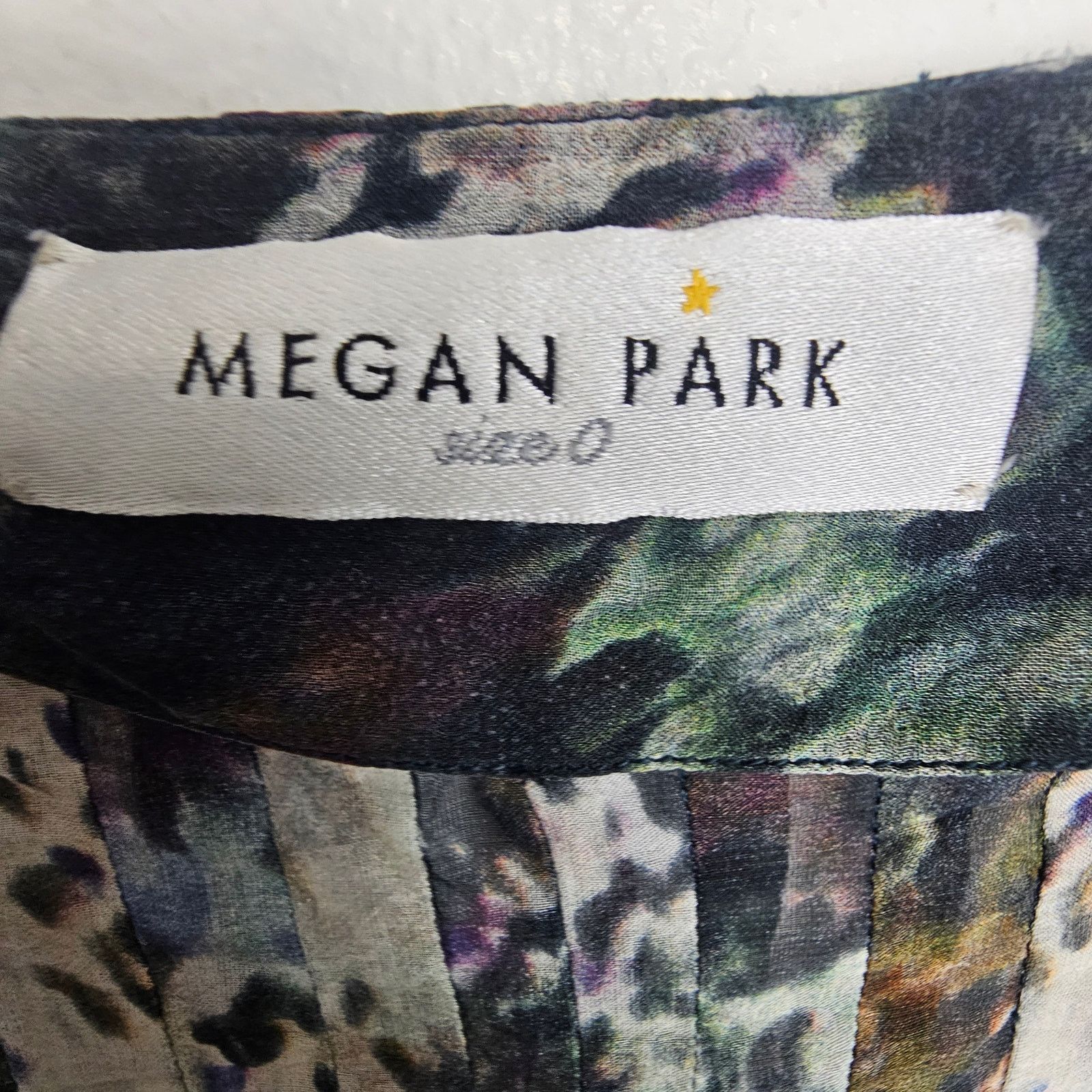 Mega Yacht Megan Park Silk Dress 0 Watercolor Sheer Overlay Pintuck Size XS / US 0-2 / IT 36-38 - 6 Thumbnail
