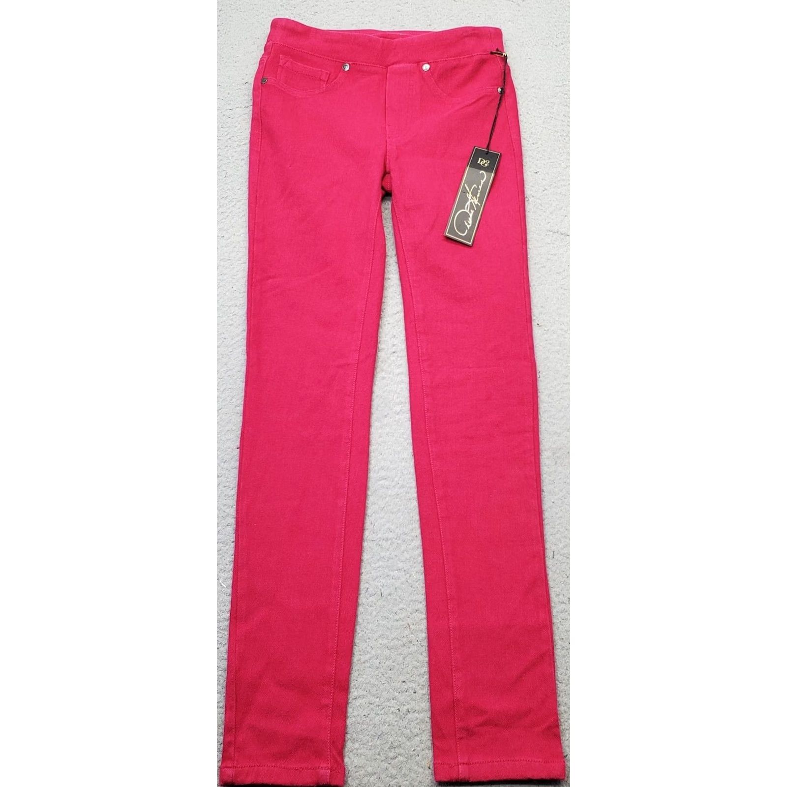 Denime Diane Gilman DG2 Skinny Jeans Womens XS Pink Denim Stretch Flat Front Pull On Jeans Size 26" / US 2 / IT 38 - 2 Thumbnail