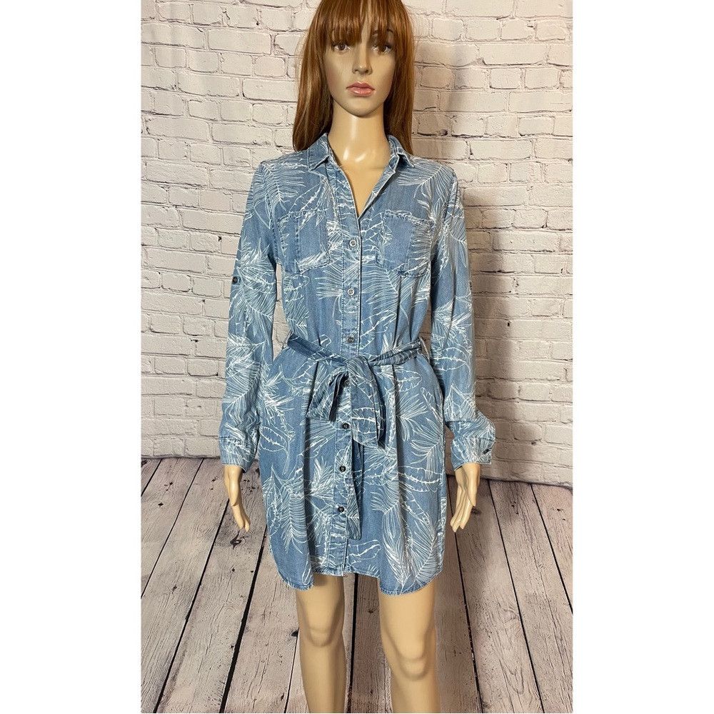 Other NWT New Velvet Heart Anita Denim Floral Long Sleeve Dress S Size XS / US 0-2 / IT 36-38 - 2 Thumbnail