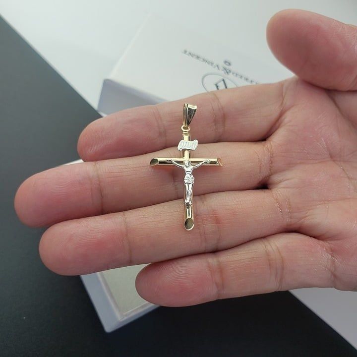 Other Jesus INRI Crucifix Catholic Cross 2Tone 14k YW Gold Pendant Size ONE SIZE - 3 Thumbnail