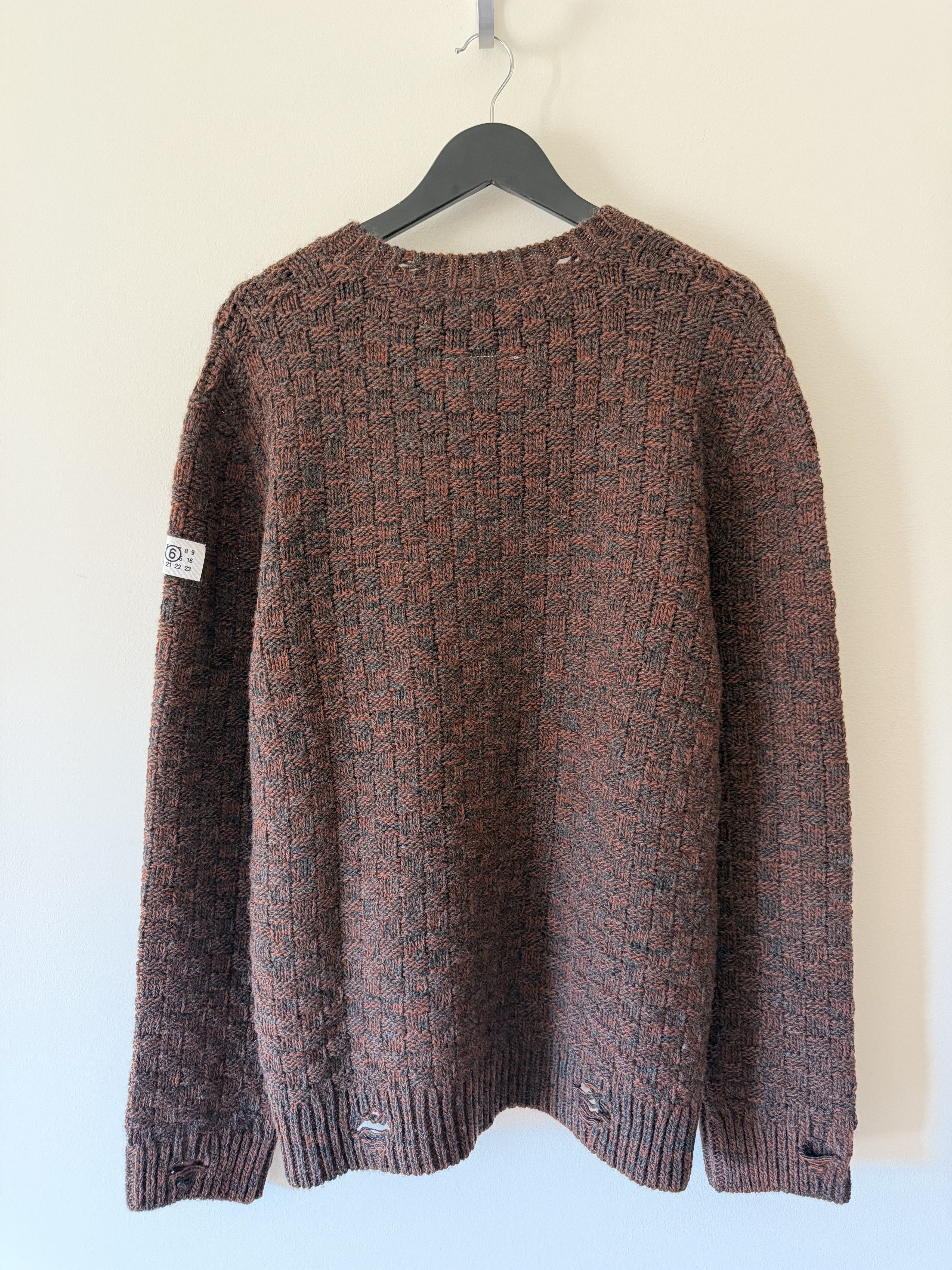 MM6 MM6 Maison Margiela Distressed Wool Sweater in Brown Size US XL / EU 56 / 4 - 6 Thumbnail