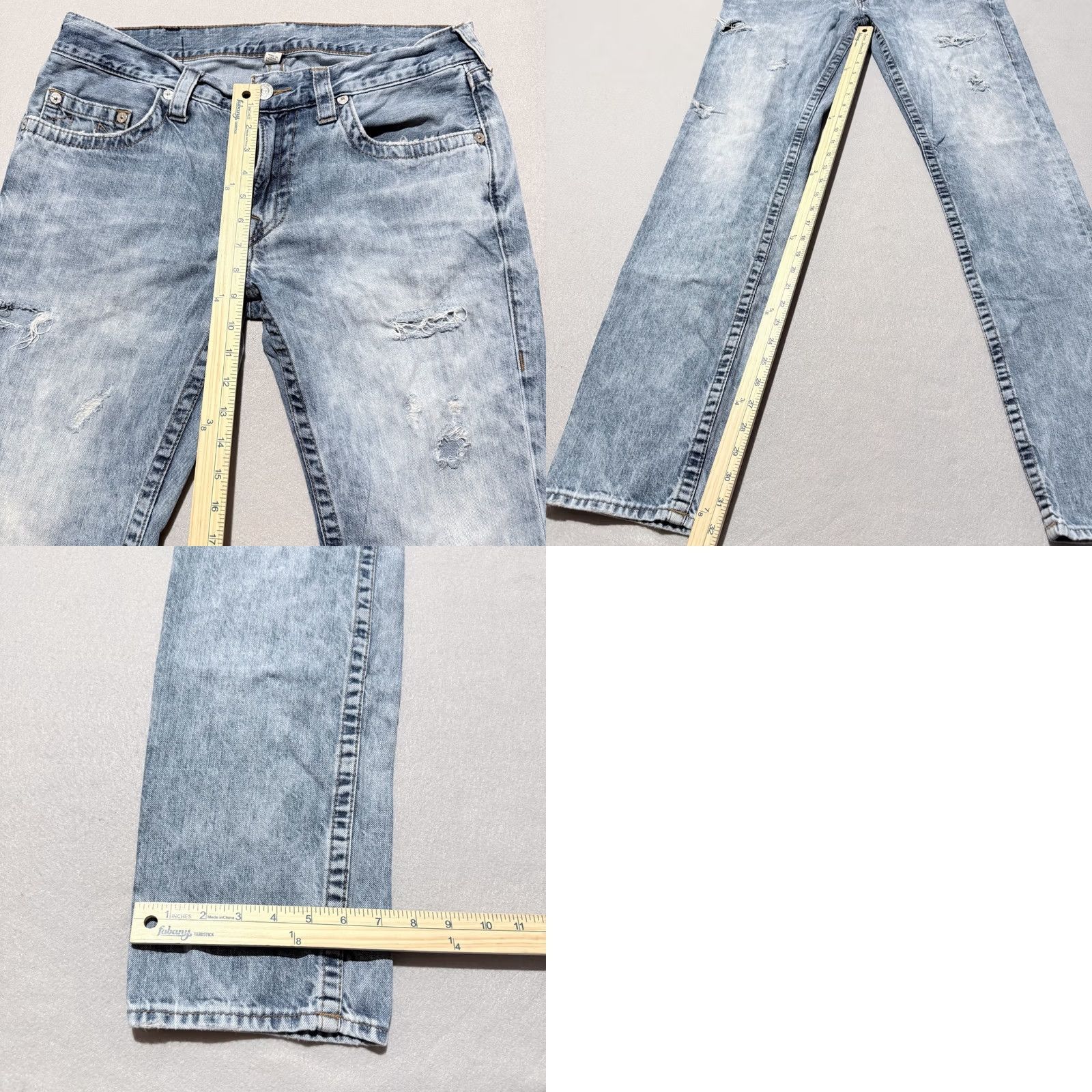 True Religion True Religion Jeans Men's Blue Distressed Skinny Low Rise Zip Fly - 34x32 Denim Jeans Size US 34 / EU 50 - 9 Thumbnail