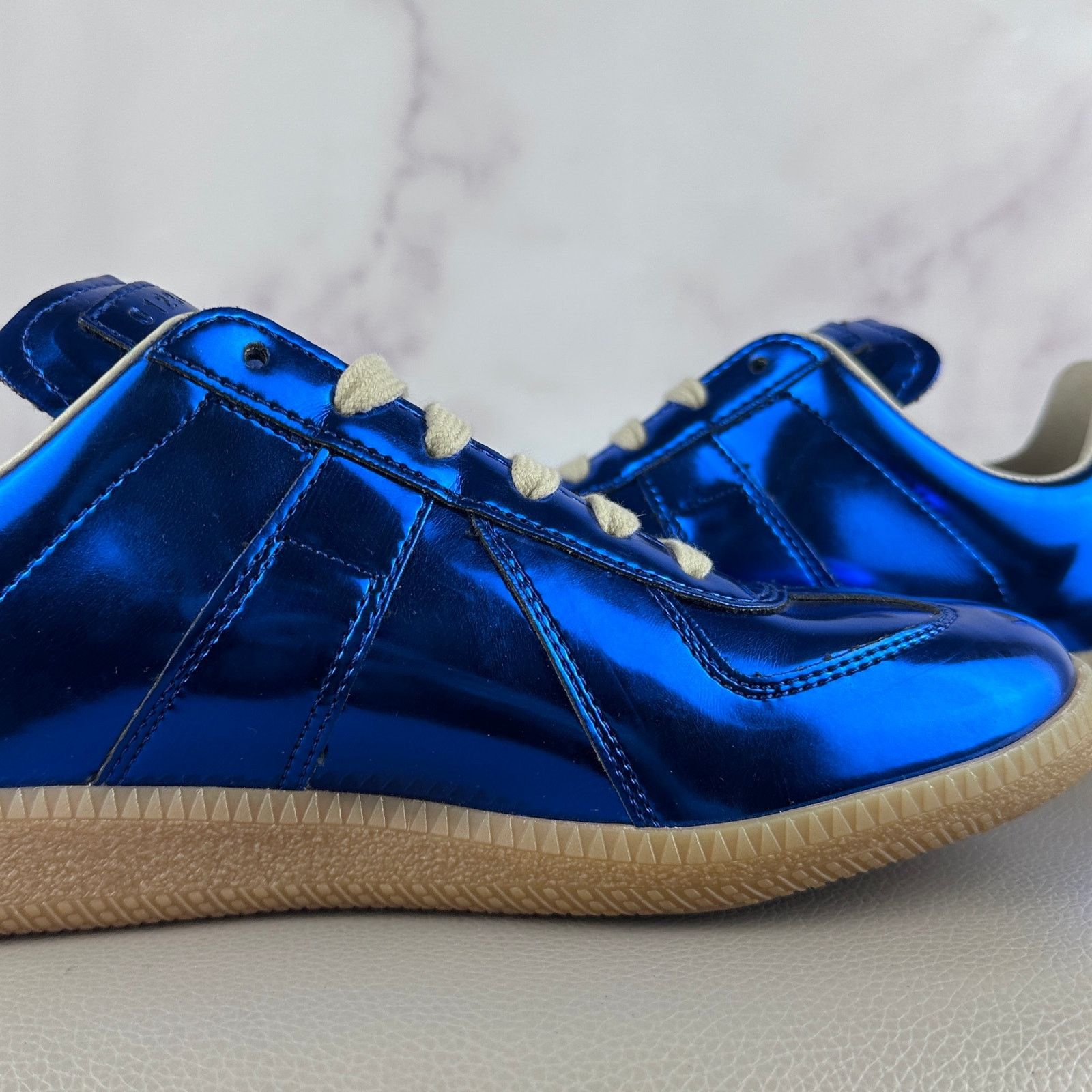 Maison Margiela Replica GAT Trainer Metallic Blue Size US 5 / IT 35 - 15 Thumbnail
