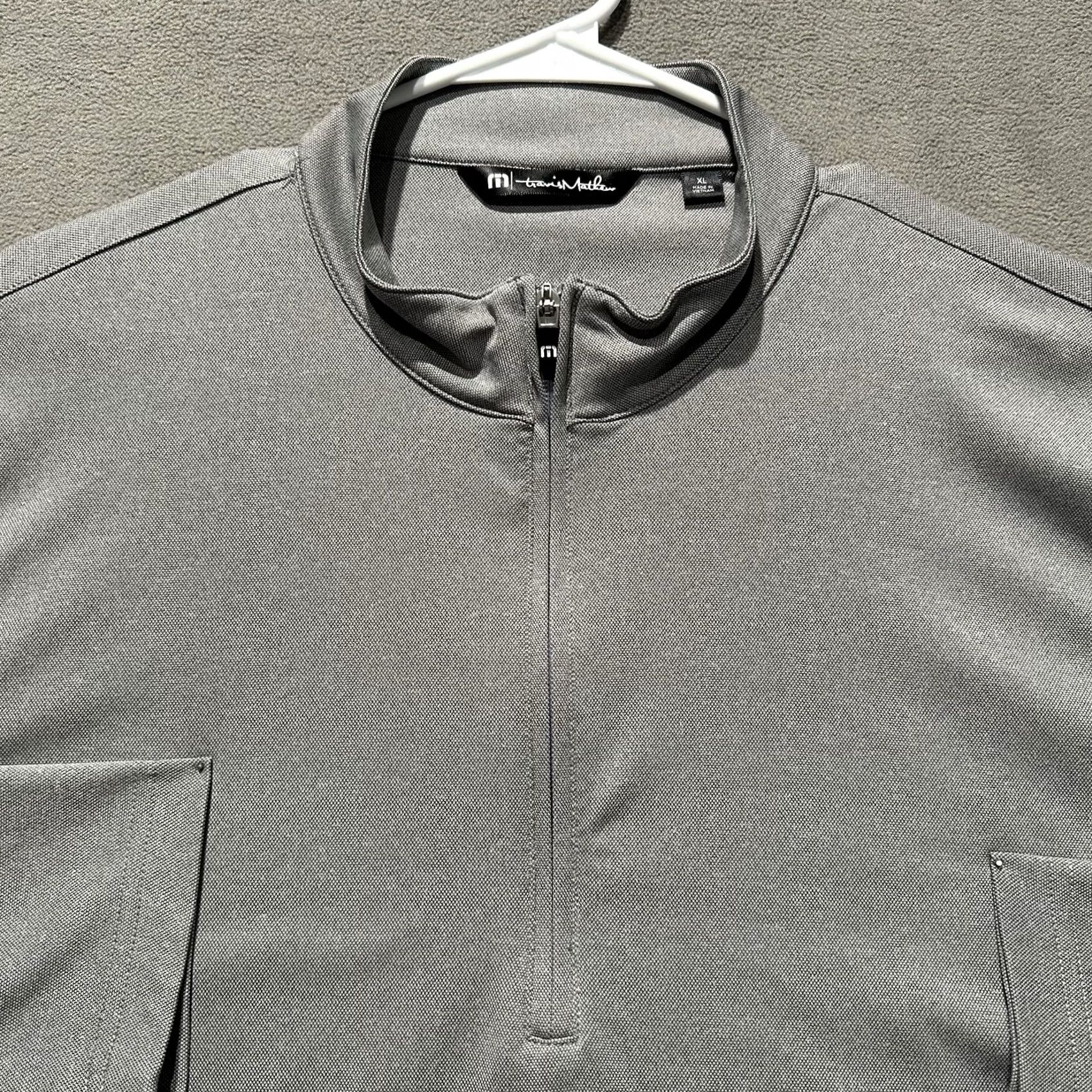 TravisMathew Travis Mathew Pullover Mens XL Gray Coto Perf 1/4 Zip Golf Stretch Blue Cross Size US XL / EU 56 / 4 - 3 Thumbnail