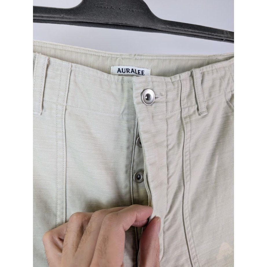 Auralee o1rshd1 Washed Baggy Satin Bleached Baker Pant in Dust Ivory Size US 36 / EU 52 - 7 Thumbnail