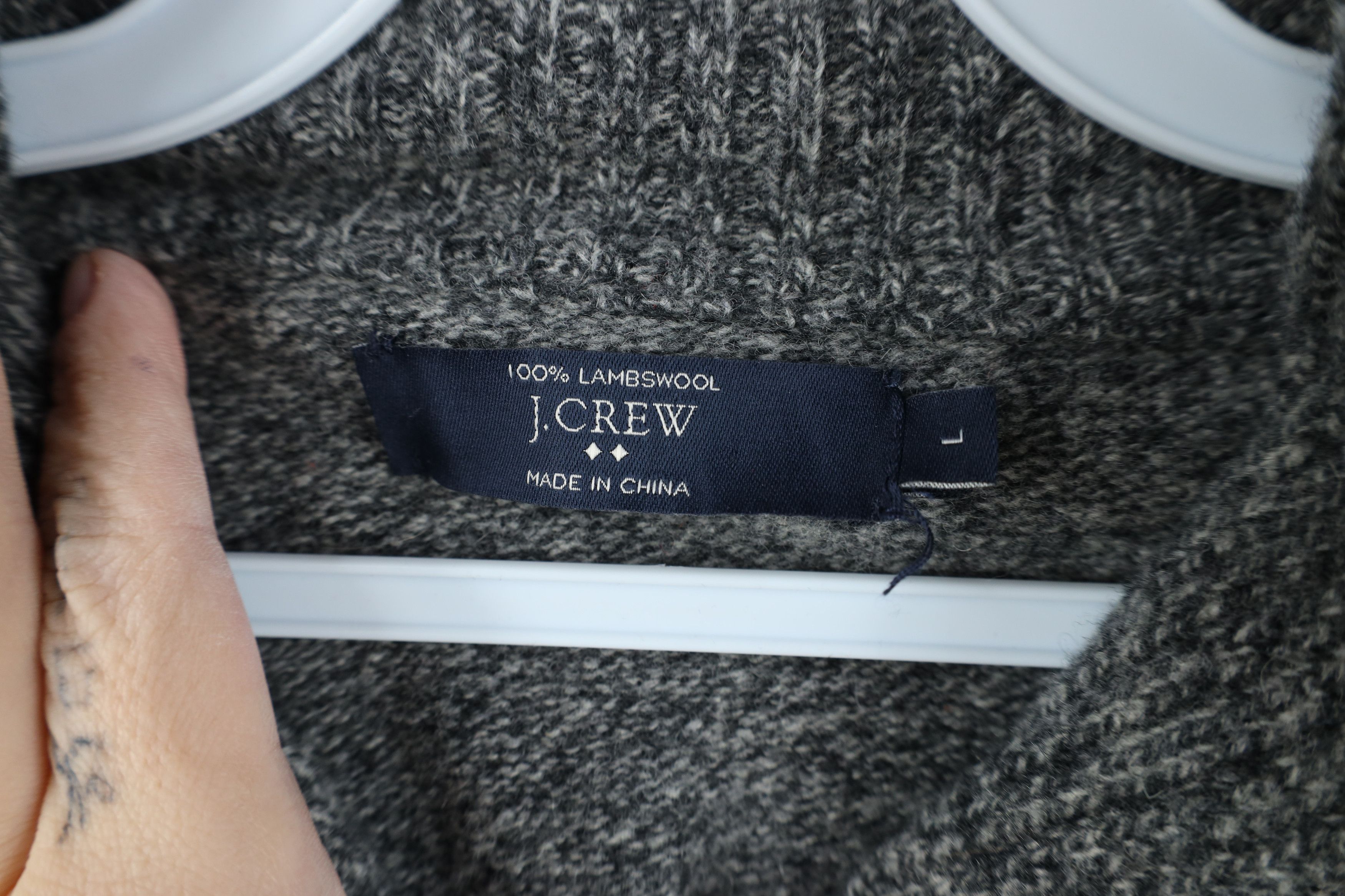 J.Crew J Crew Lambswool Knit Henley Shawl Sweater Heather Gray Size US L / EU 52-54 / 3 - 6 Thumbnail