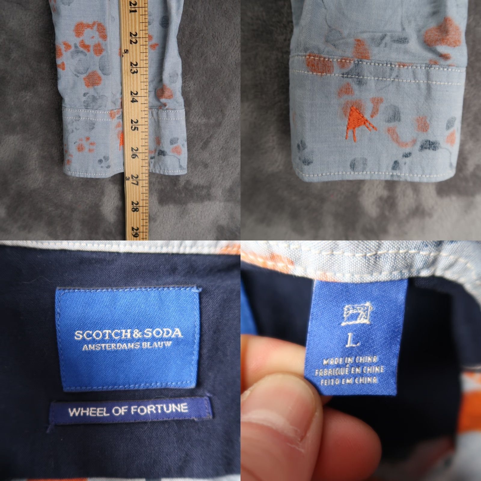 Scotch & Soda Scotch & Soda Amsterdams Floral Button-Down Shirt Mens L Blue Wheel of Fortune Size US L / EU 52-54 / 3 - 8 Thumbnail