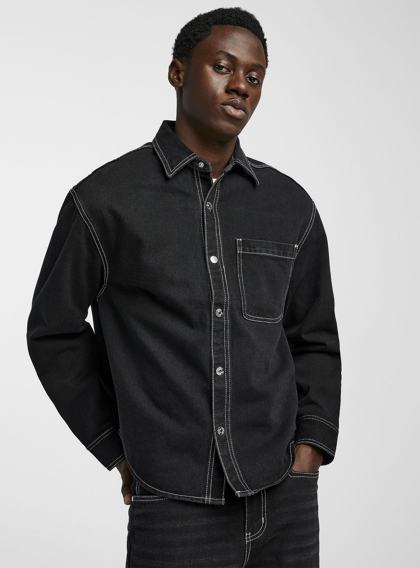 House of Sunny BNWT AW24 HOUSE OF SUNNY BLACK DENIM LOGO OVERSHIRT L Size US L / EU 52-54 / 3 - 11 Thumbnail