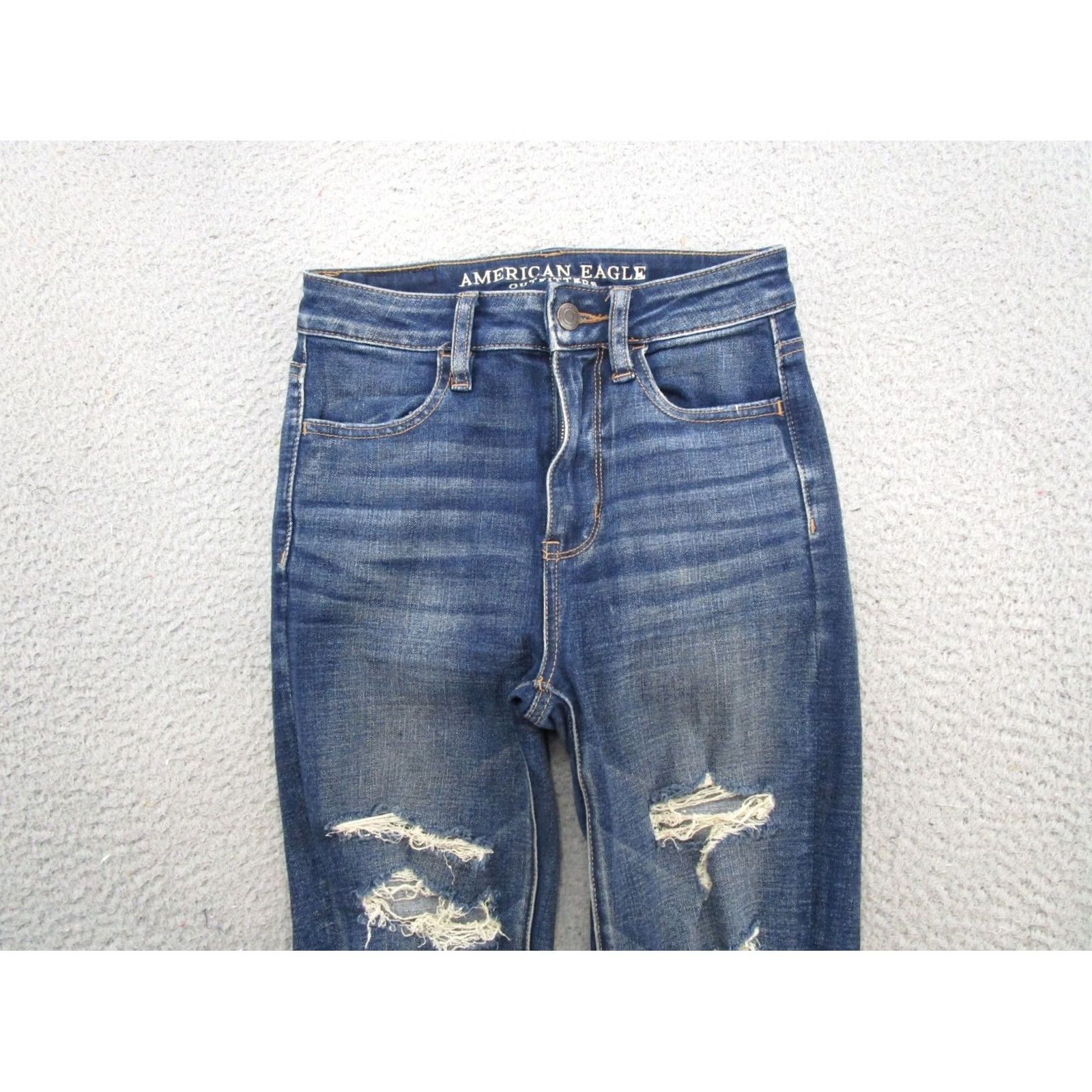 American Eagle Outfitters American Eagle Outfitters Jegging Jeans Women 00 Super Stretch Hi Rise 5-Pocket Denim Blue Cotton Blend Shirt? Size 24" / US 00 / IT 34 - 3 Thumbnail