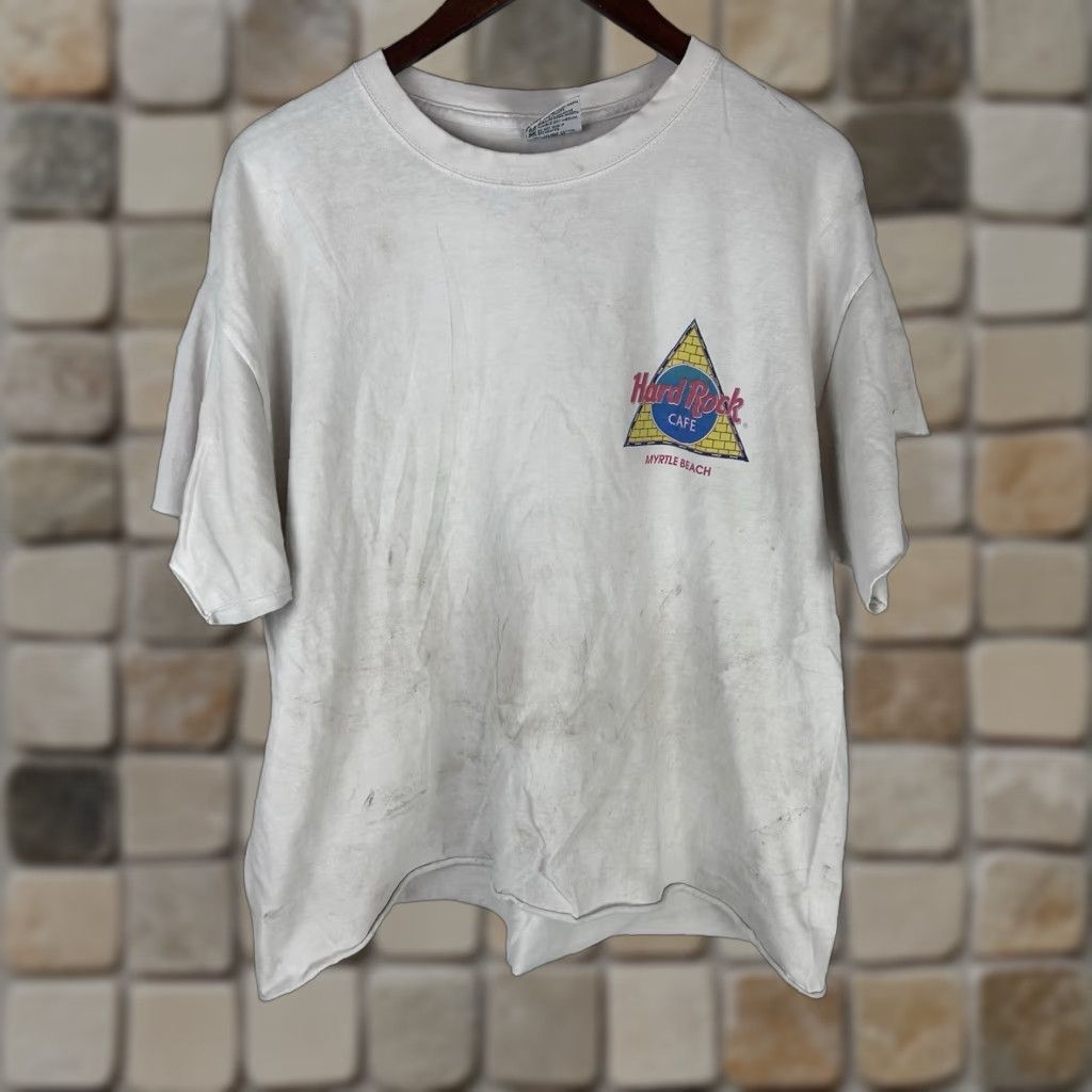 Hard Rock Cafe VINTAGE Hard Rock Cafe Shirt XL White Mens XL Thrashed Myrtle Beach Short Sleeve Crew Neck T-Shirt Size US XL / EU 56 / 4 - 1 Thumbnail