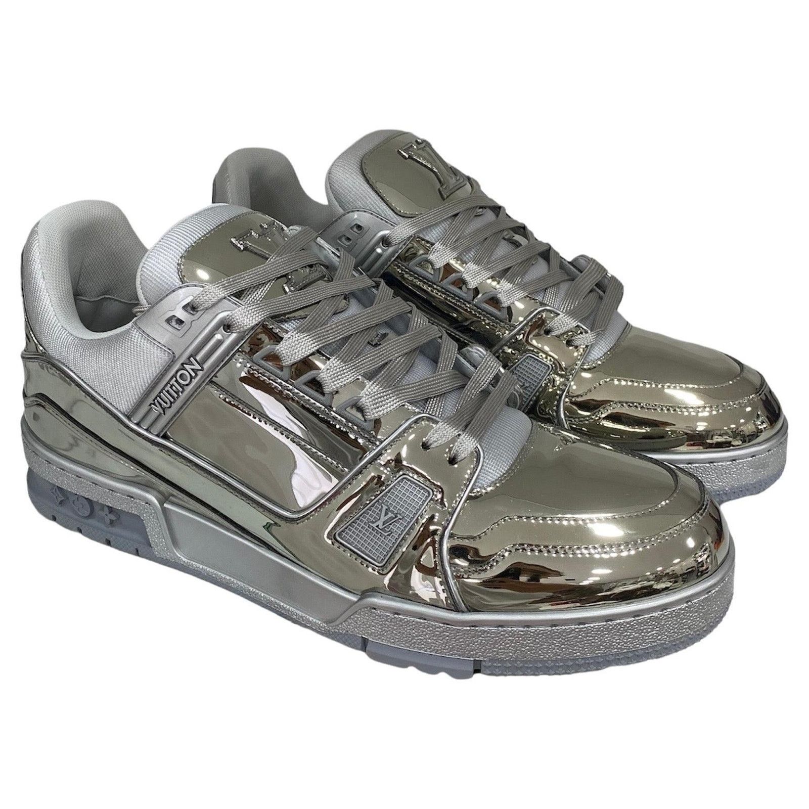 Louis Vuitton Louis Vuitton Chrome Metallic Mirror Silver Low Top Trainer Size US 9 / EU 42 - 3 Thumbnail