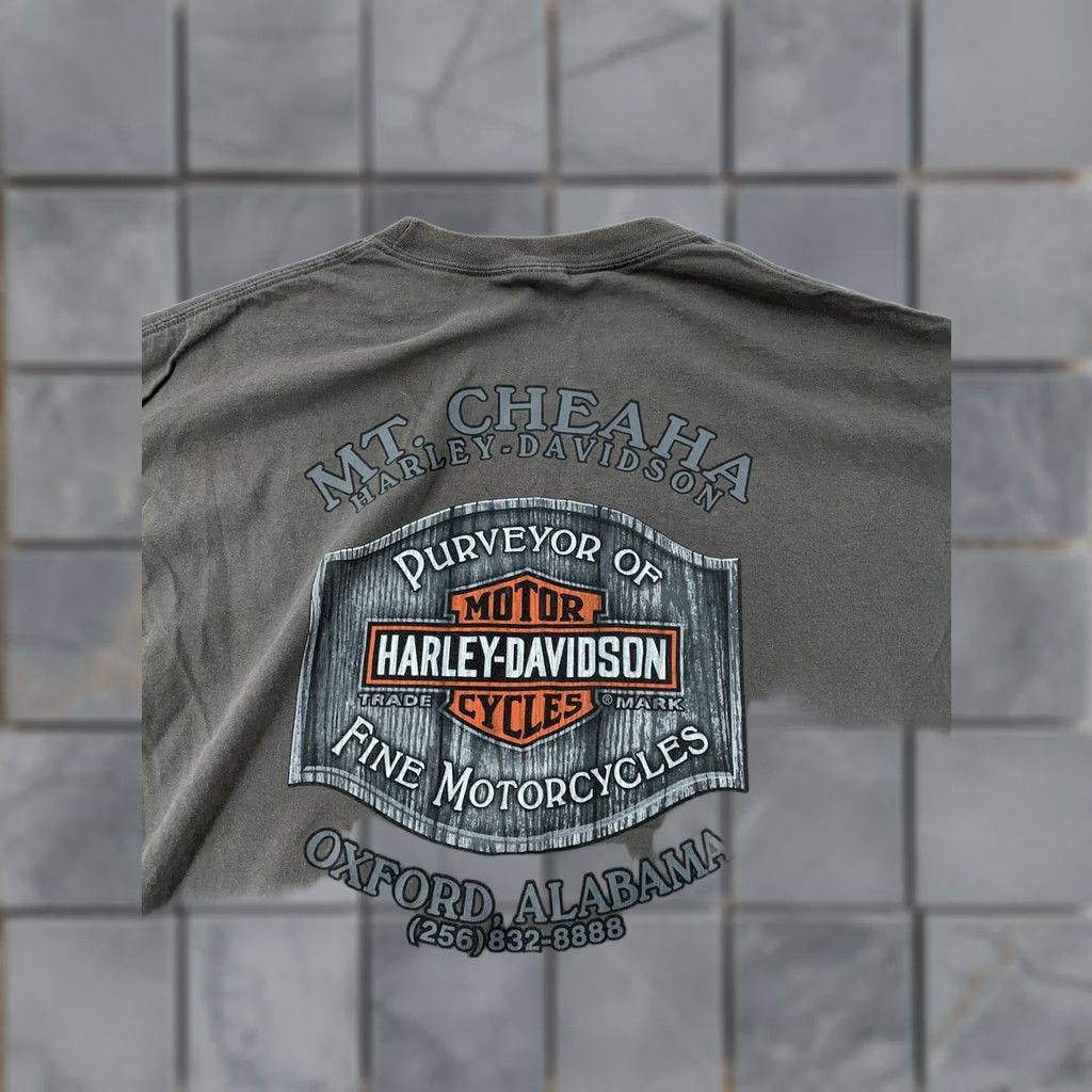 Harley Davidson Harley-Davidson Pocket Shirt Mens XL Mt. Cheaha Oxford Alabama Motorcycle Tee Gray Crew Neck Short Sleeve Pockets Graphic Print Welcome Size US XL / EU 56 / 4 - 1 Thumbnail