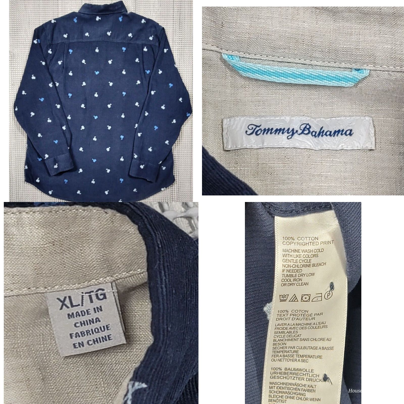 Tommy Bahama Tommy Bahama Button-Up Mens Blue Corduroy Long Sleeve Embroidered Palm Trees XL Size US XL / EU 56 / 4 - 8 Thumbnail