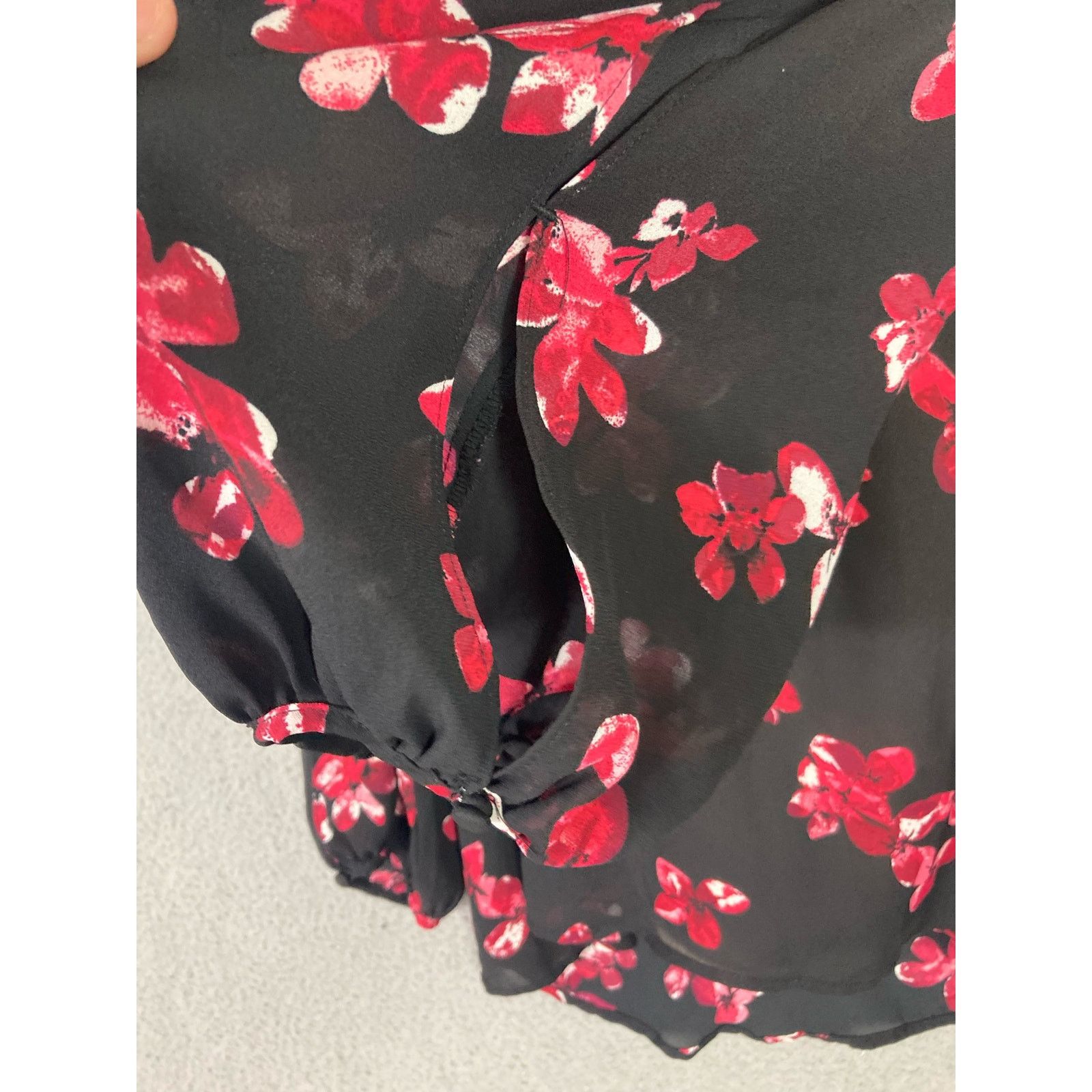 Other Roz & Ali Floral V-Neck Blouse Black Long Sleeve Women's 2XL Size XXL / US 16-18 / IT 52-54 - 7 Thumbnail