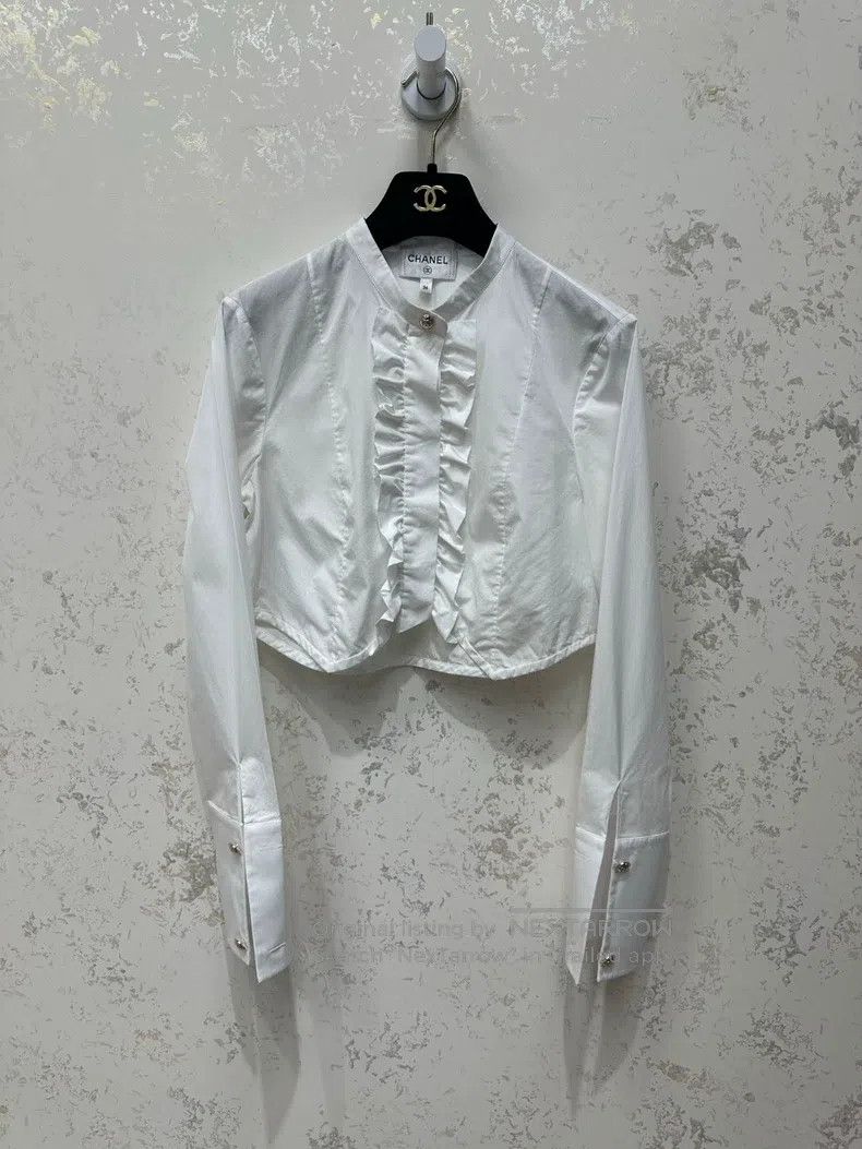 Chanel Equestrian series gold button white shirt